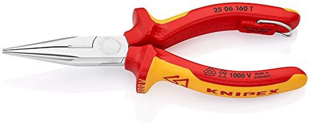 25 06 160 T Radio Pliers with Tether Attachment - Chrome Plated Professional Tool for Electronics Repair and Automotive Maintenance