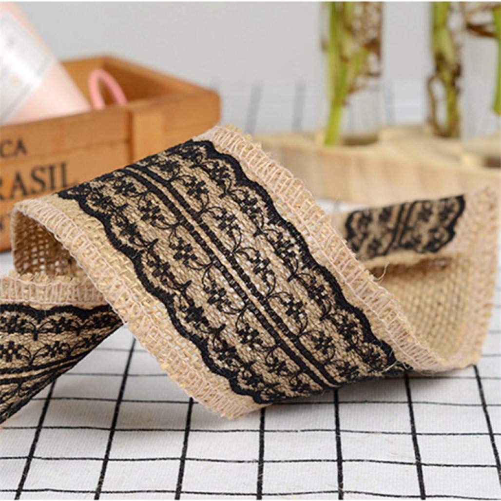 6cm x 2M Linen Lace Ribbon Roll - Elegant DIY Twine Tape for Gift Wrapping, Wedding Decorations, Birthday Party Supplies | Perfect for Crafts, Scrapbooking & Home Decoration