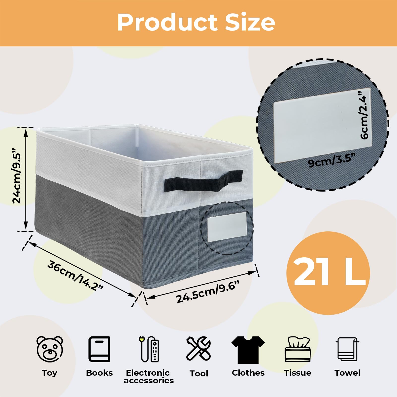 4-Pack Large Collapsible Storage Bins - Foldable Fabric Organizer for Clothes, Towels, Toys & Blankets - Space-Saving Rectangle Shelf Baskets for Closet, Nursery, Dorm & Home Organization (Includes Labels) - Perfect for Kids Room, Wardrobe & Shelving Storage Solutions
