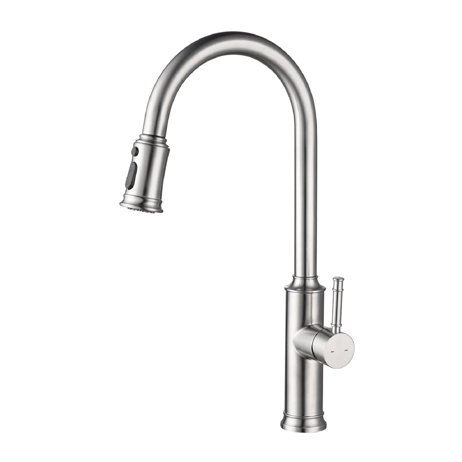 Stainless Steel Pull Down Kitchen Faucet with Sprayer - Brushed Nickel Single Handle Modern Design for RV & Home Use - Fingerprint Resistant - Perfect for Cooking, Washing Dishes & Food Prep
