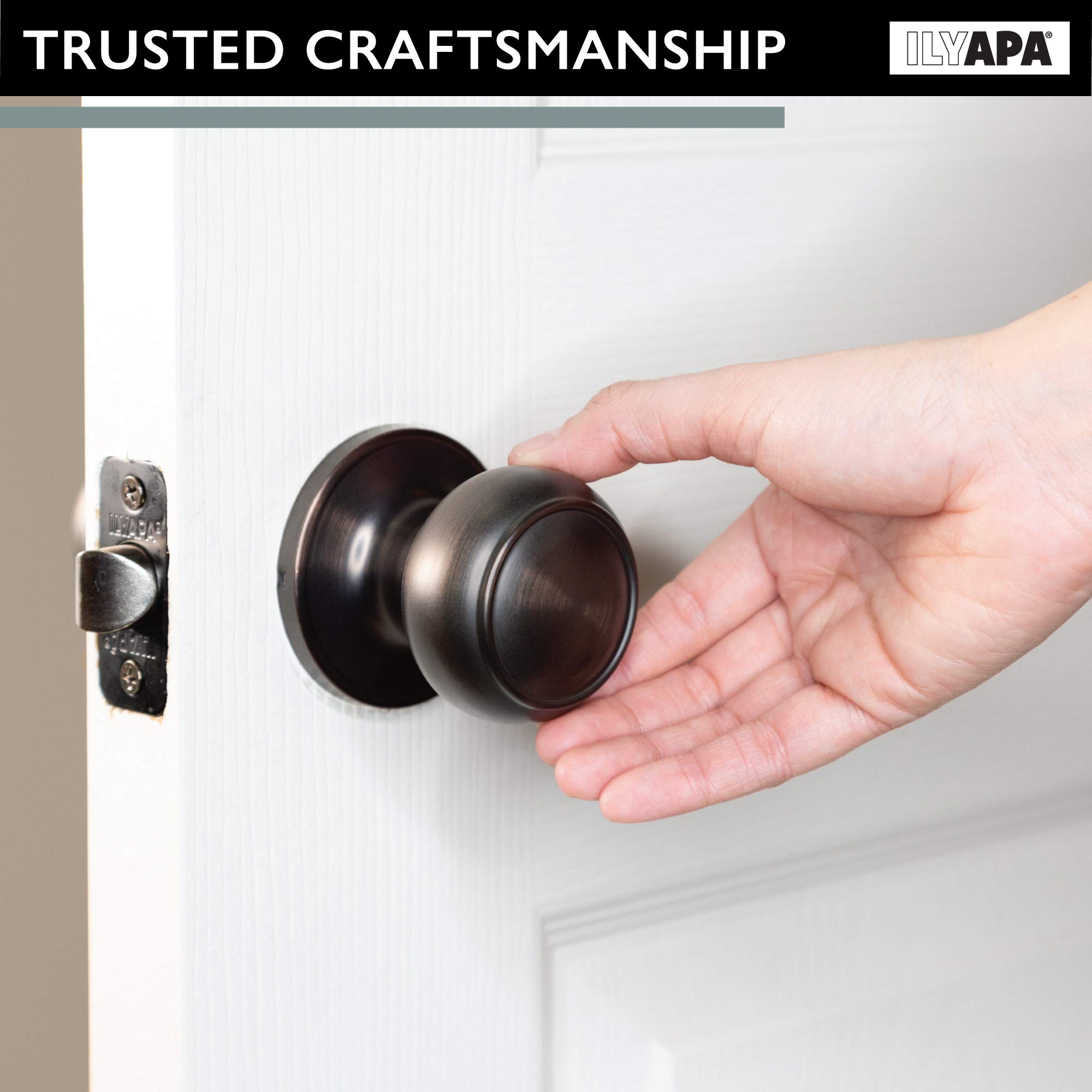 Colonial Oil Rubbed Bronze Passage Door Knob - 6 Pack Non-Locking Round Interior Door Handle for Hallway, Closet & Bedroom - Durable & Stylish Hardware for Home & Office Doors