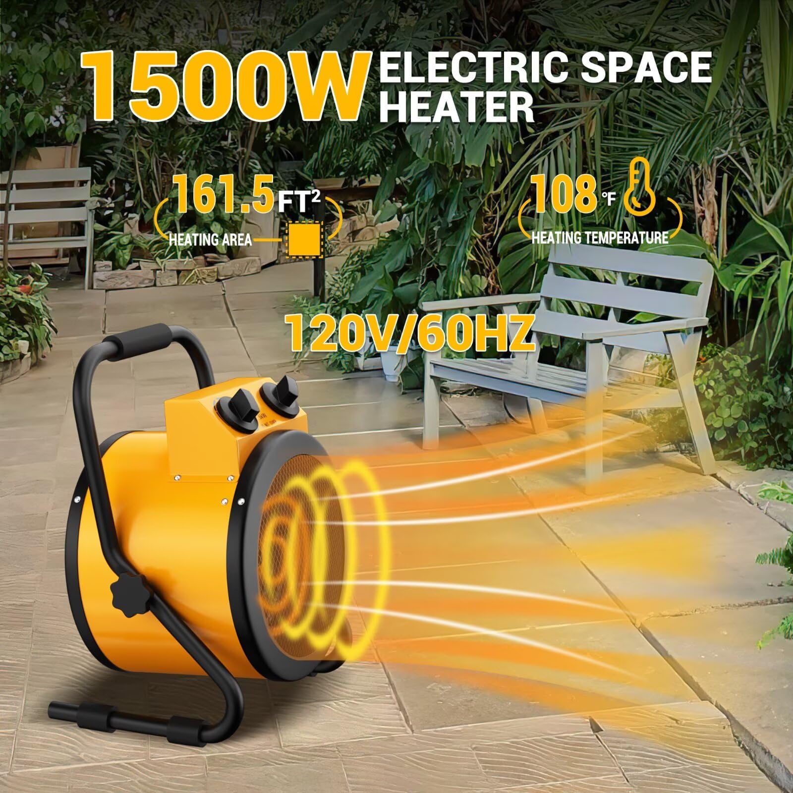 1500W Digital Thermostat Greenhouse Heater with Overheat Protection - Energy Efficient Plant Heater for Grow Tents, Indoor Gardens & Greenhouses - Fast Heating Winter Plant Protection for Year-Round Gardening, Outdoor Patio & Home Use - Perfect for Seed Starting, Hydroponics & Cold Climate Plant Care