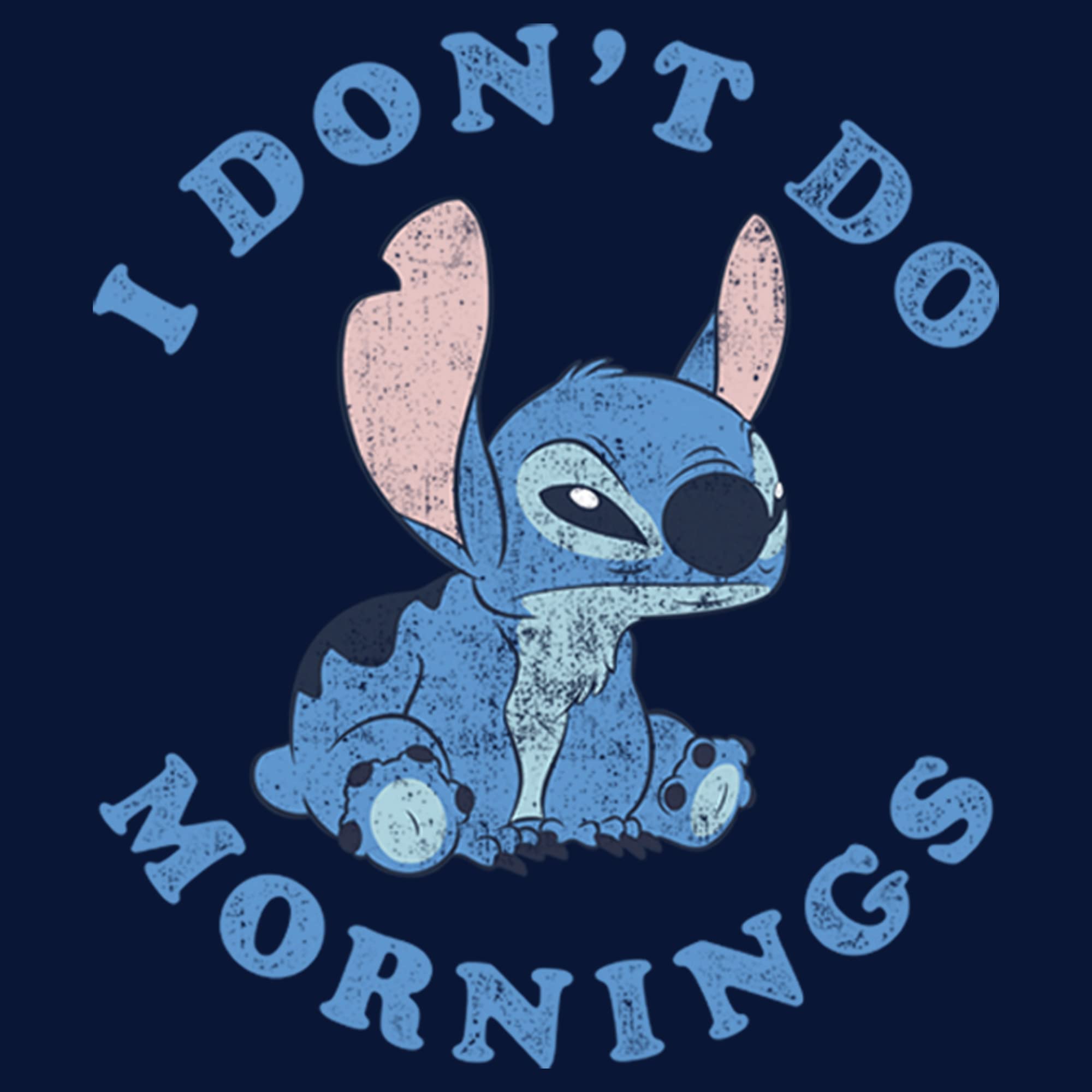 Boys' Lilo & Stitch 'I Don't Do Mornings' Graphic Light Blue T-Shirt - Soft Cotton Short Sleeve Tee - Navy Blue - Size Medium - Perfect for School, Playdates & Disney Theme Outfits