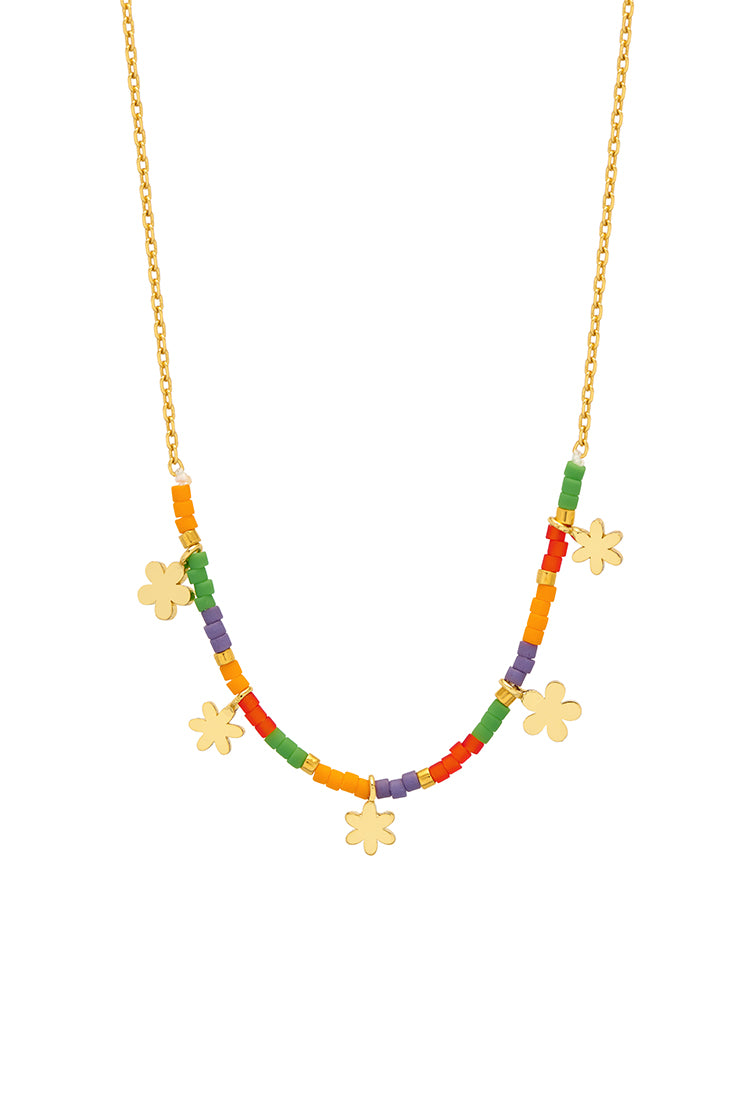 Ditsy Flower Miyuki Beaded Necklace - Elegant Handmade Jewelry for Women, Perfect for Weddings, Parties & Everyday Wear