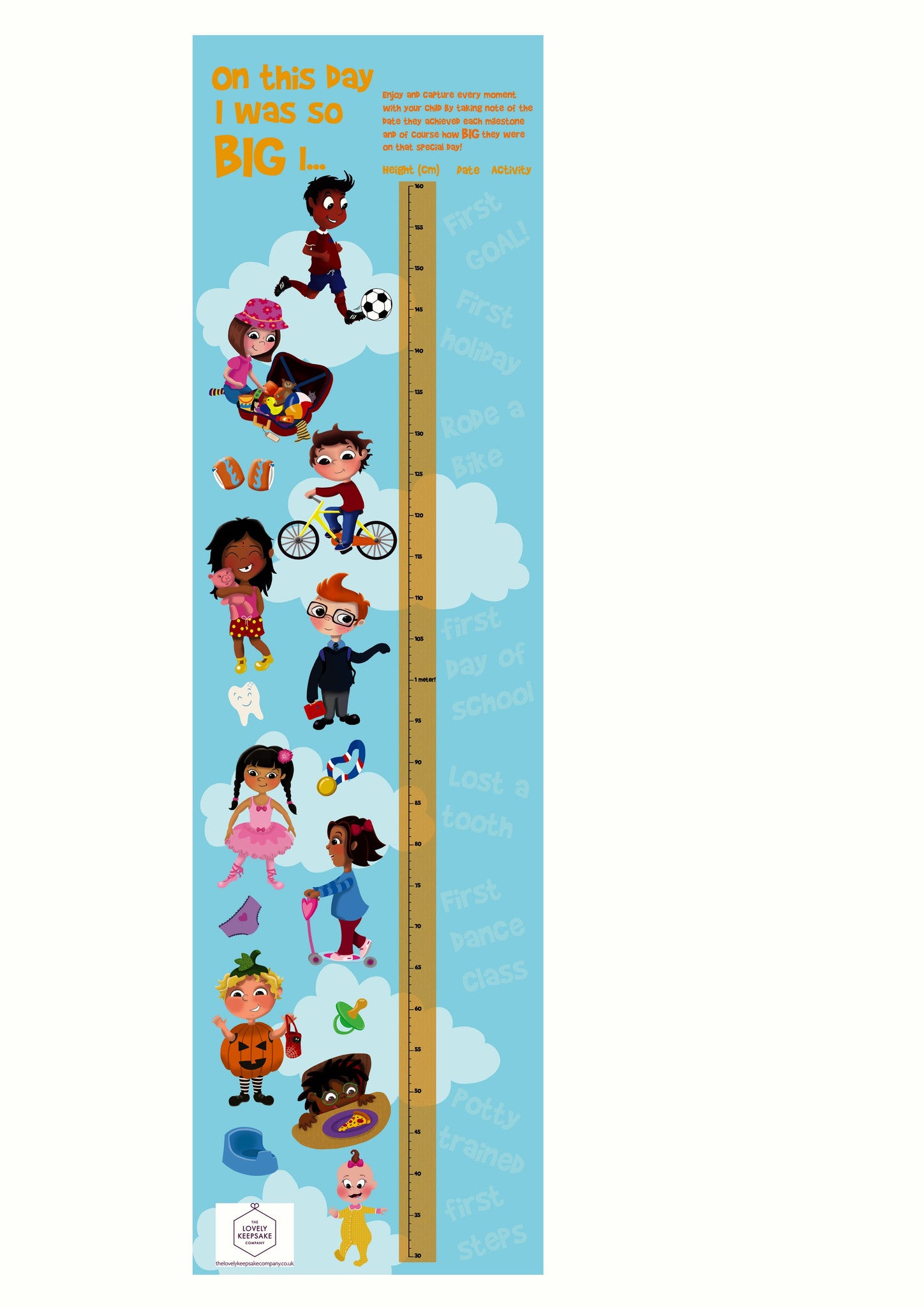 Baby Growth Chart - Height & Milestones Tracker for Kids | Perfect for Nursery, Pediatrician Visits & Family Memory Keeping