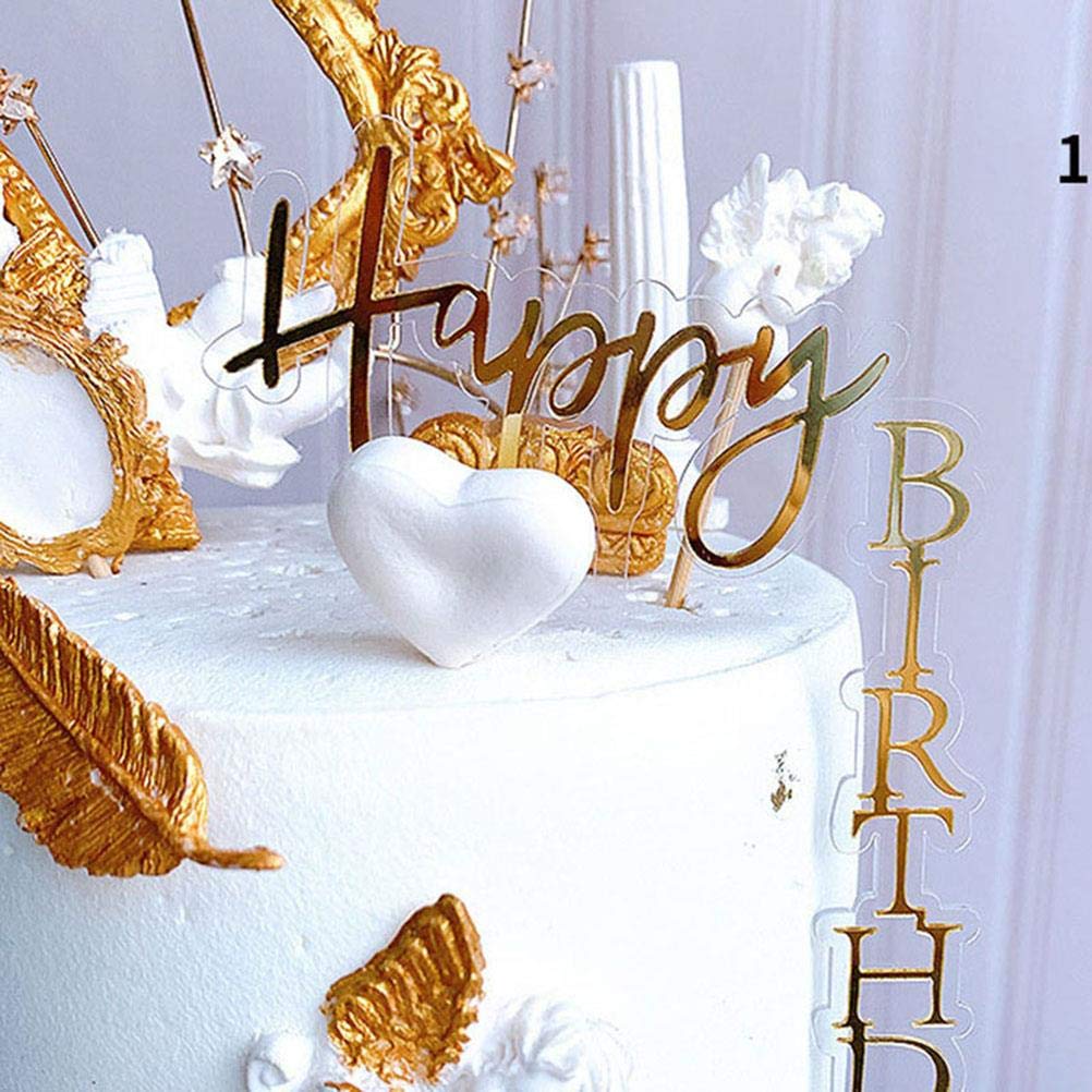 Xgood Acrylic Happy Birthday Cake Topper - Rectangular Shape Cake Decoration for Wedding, Anniversary & Party Supplies | Perfect for Birthday Cakes, Cupcakes & Dessert Displays