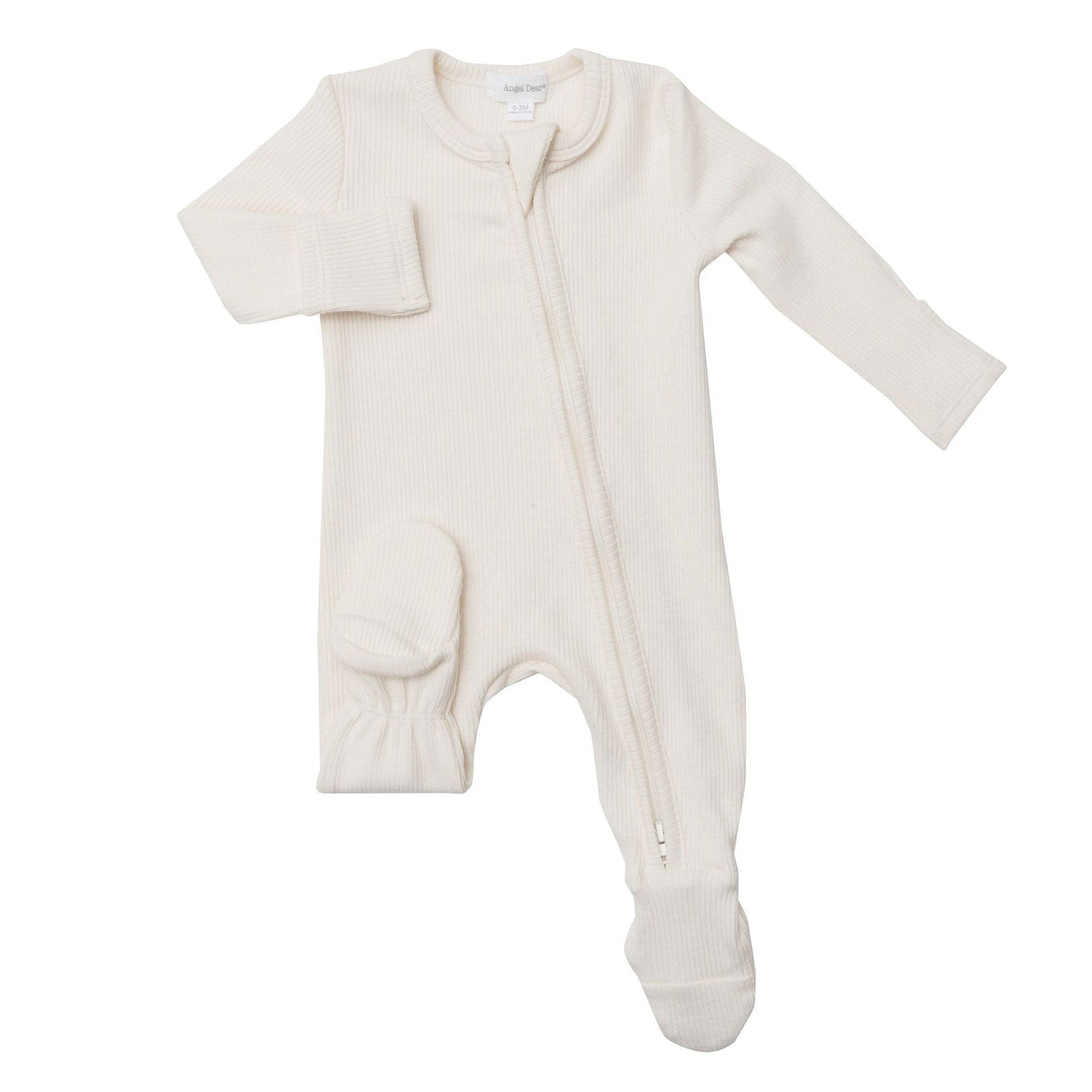 Modal Rib Zipper Footie Pajamas for Baby Girls - Sugar Swizzle White - Soft & Comfortable Sleepwear for Newborns & Infants - Perfect for Bedtime & Nursery