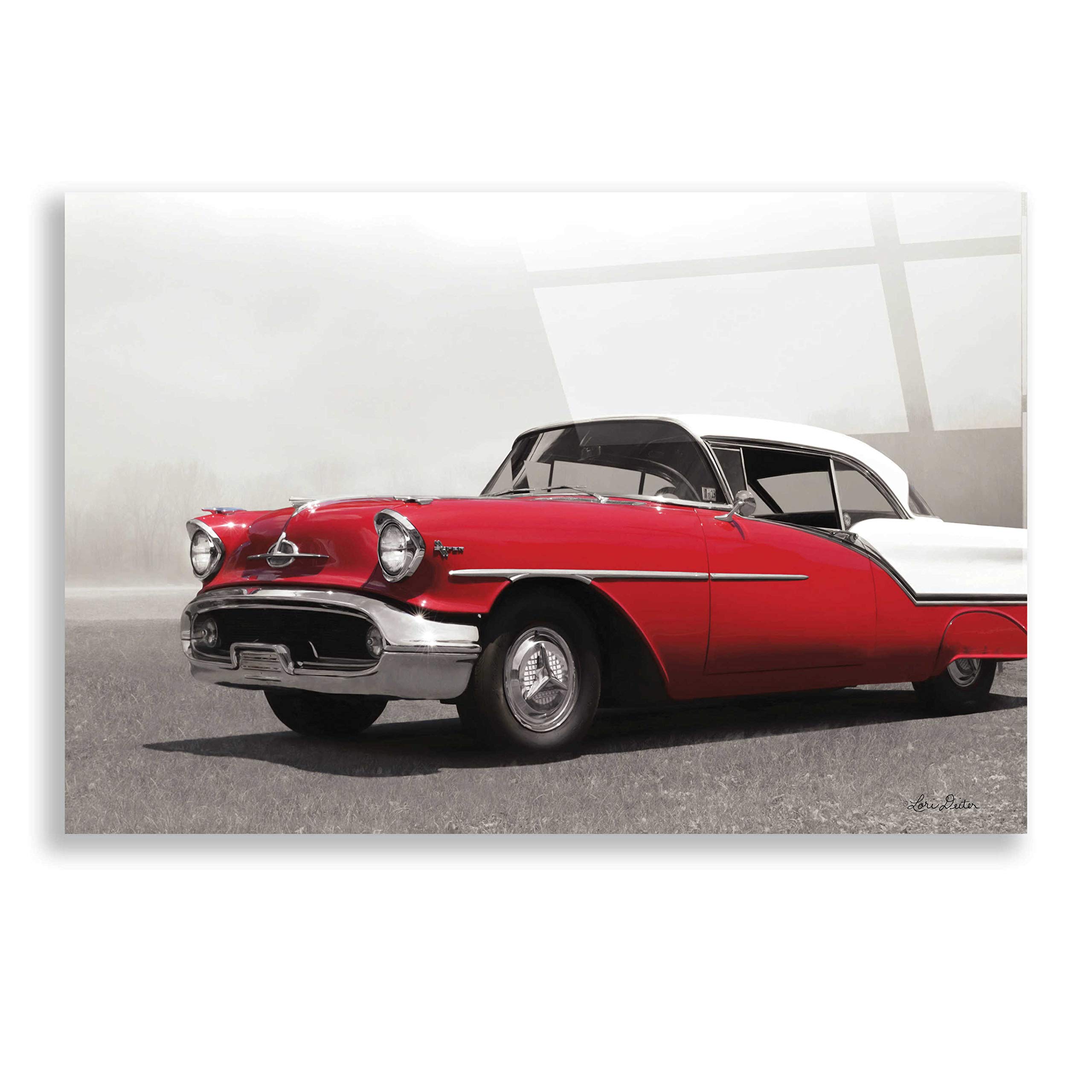 Epic Art 'Olds Super 88' by Lori Deiter - Acrylic Glass Wall Art Painting 24x16 Inches - Vintage Car Decor for Living Room, Office & Man Cave