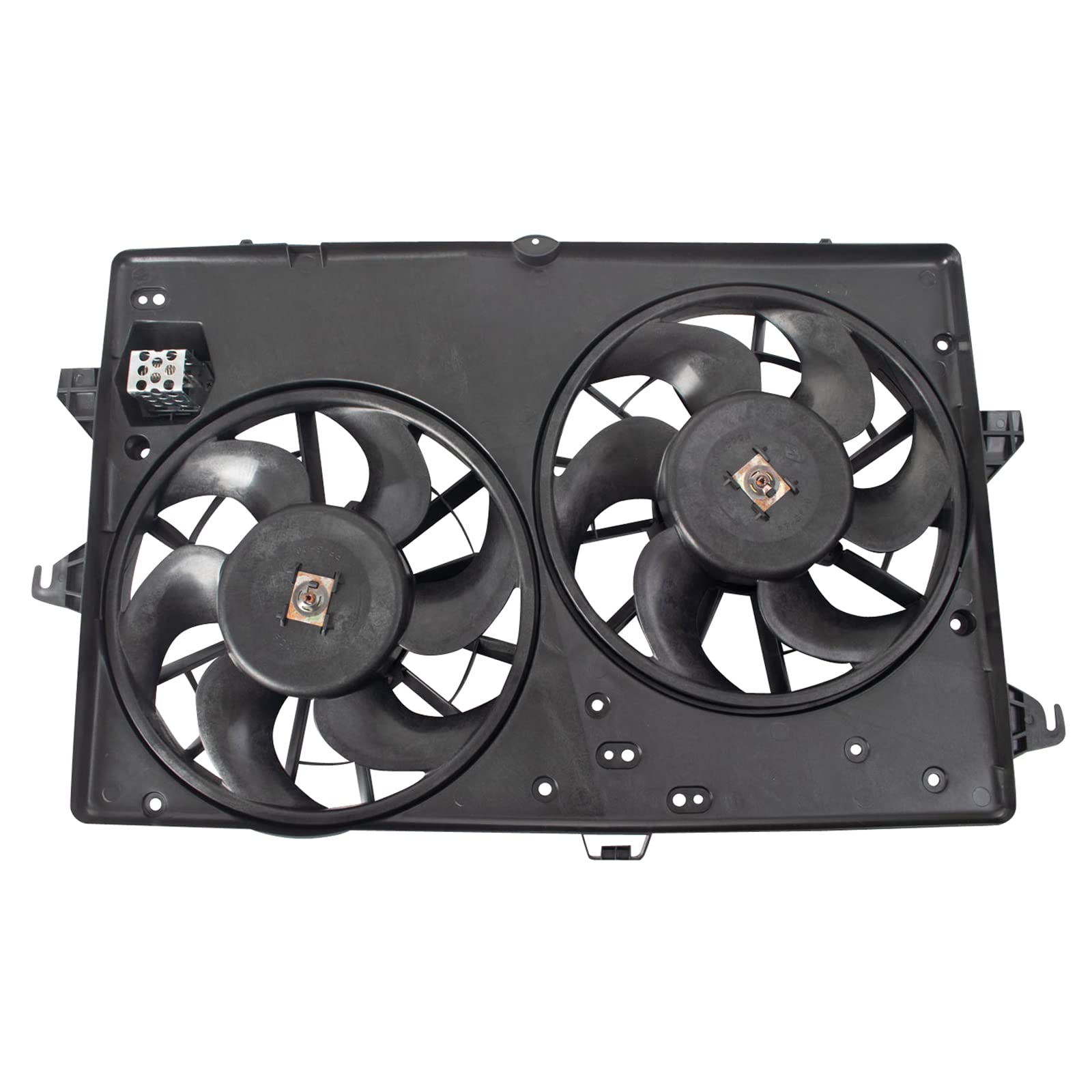 TRQ Radiator Dual Cooling Fan Assembly Compatible with 1995-2000 Ford Contour, 1999-2002 Mercury Cougar & Mystique - FO3115115 FO3115146 - High Performance Cooling Solution for Hot Weather & Heavy-Duty Driving
