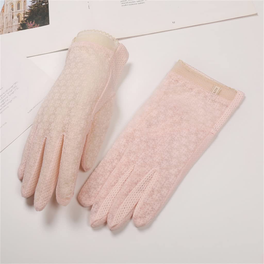 Breathable Lace Gloves for Women - Summer Touchscreen Riding & Driving Gloves - Thin Ice Silk Fabric - Size 21.5x16.5cm (Color B) - Perfect for Outdoor Activities, Cycling, and Daily Use