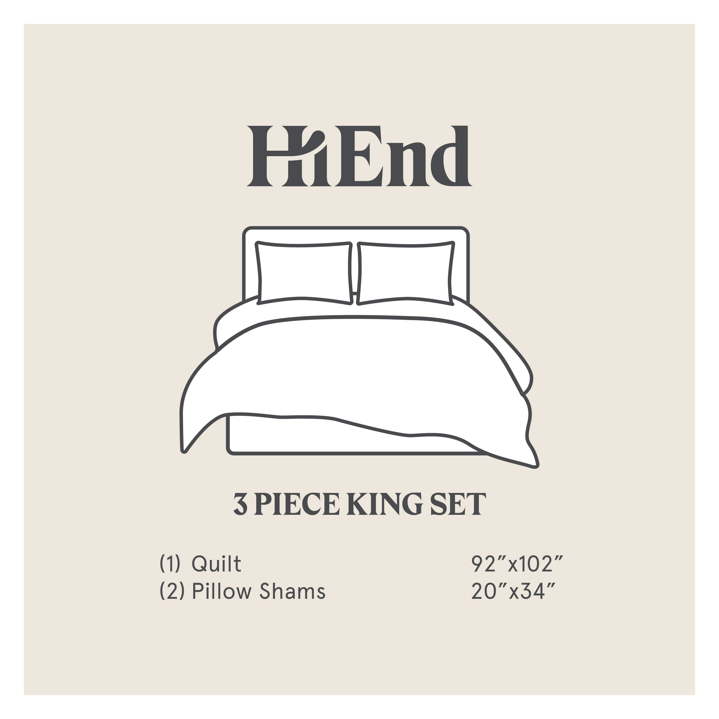Premium 3-Piece King Size Linen Cotton Quilt Set with Diamond Stitch - Navy Blue Luxury Bedding (1 Quilt + 2 Pillow Shams) for Master Bedroom, Guest Room & Rustic Farmhouse Decor
