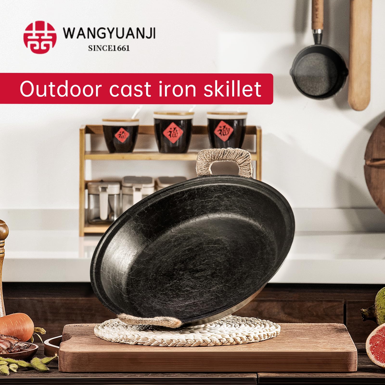 Premium 14.2-Inch Cast Iron Skillet - Heavy Duty Large Frying Pan with Dual Assist Handles - Perfect for Indoor Cooking, Outdoor Grilling & Stovetop Use - Ideal for Steaks, Pancakes & Camping Meals (Black)