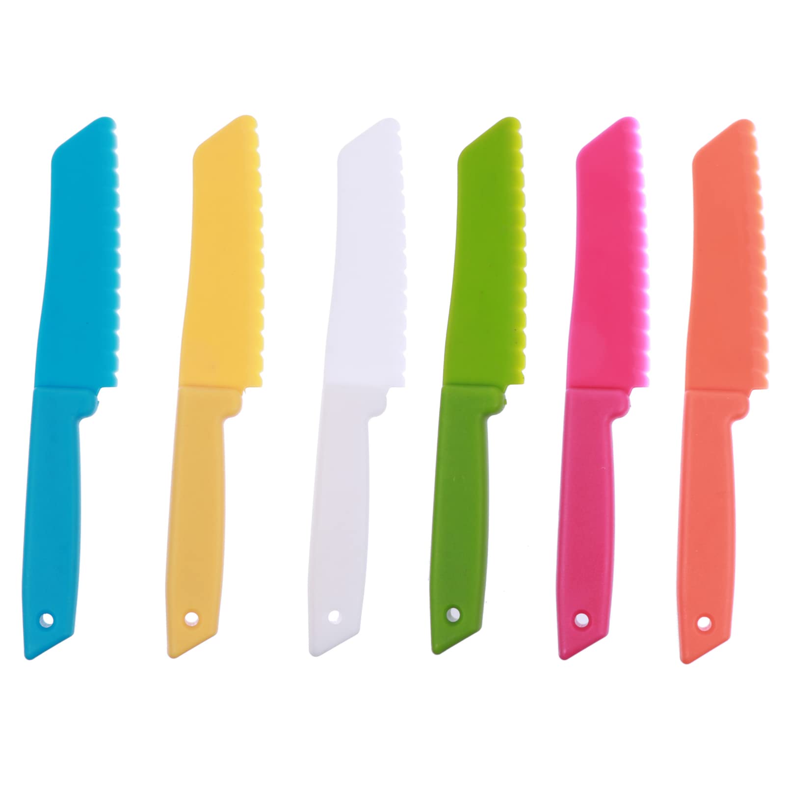 Angoily 6Pcs Kids Plastic Knives Set - Safe Nylon Serrated for Fruit, Cake, Salad