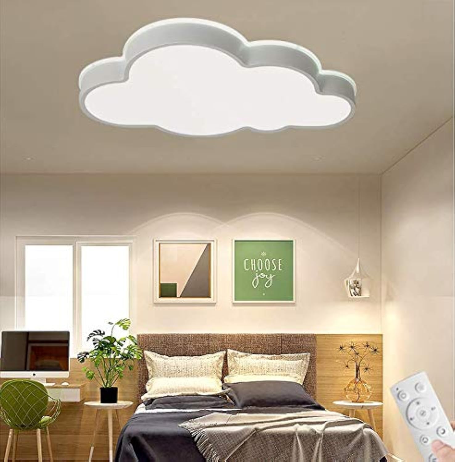 Modern Dimmable Acrylic LED Ceiling Light with Remote - Cloud Shaped Flush Mount Lighting Fixture for Kids Bedroom, Nursery, Living Room (25.5'', Stepless Dimming) - Perfect for Children's Room Decor & Playroom Ambiance