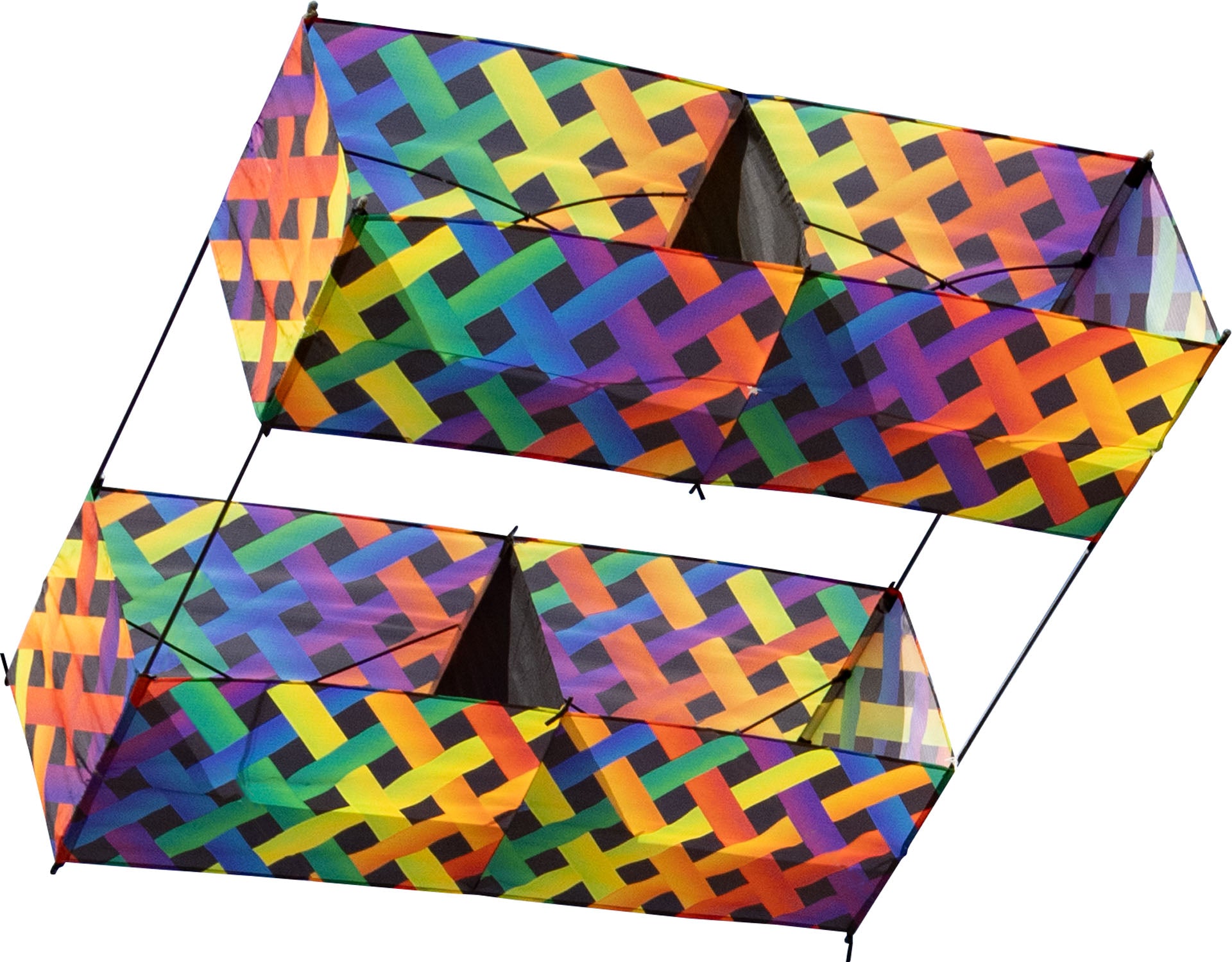 Hargrave Rainbow Mesh Print Box Kite - Colorful Outdoor Kite for Kids & Adults - Perfect for Beach, Park, and Backyard Flying Fun