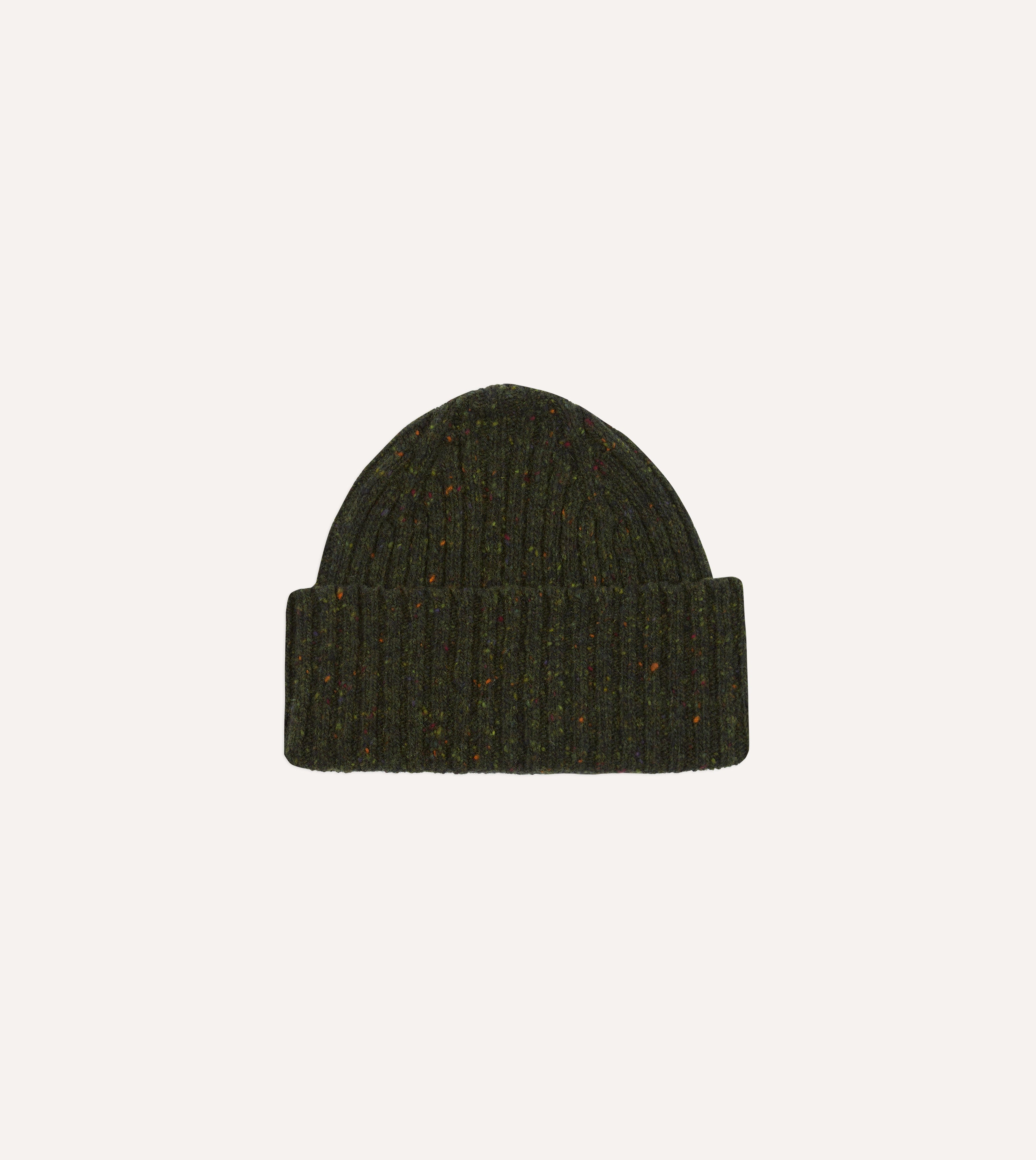 Olive Donegal Ribbed Merino Wool Beanie Hat for Men & Women - Warm Winter Knit Cap for Outdoor Activities, Skiing, Hiking