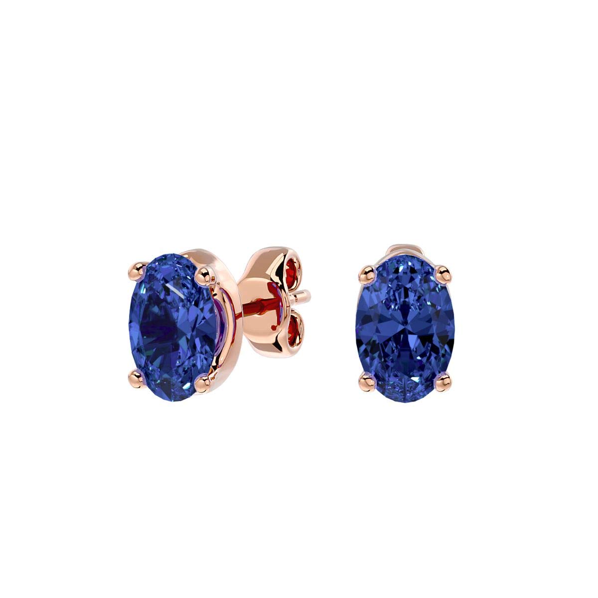 2/3 Carat Oval Stud Earrings for Women - 14k Gold Gemstone Push Back Earrings | Elegant Birthstone Jewelry by VVS Gems | Perfect for Gifts, Anniversaries & Special Occasions