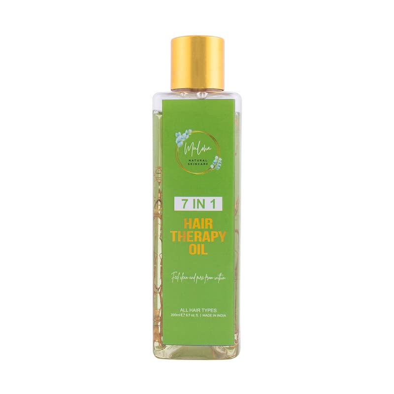 Muloha 7-in-1 Hair Growth Oil with Almond, Olive, Vitamin E, Sesame & Coconut Oils - Nourishing Treatment for Men & Women - All Hair Types (200ml) - Perfect for Dry, Damaged Hair & Scalp Care