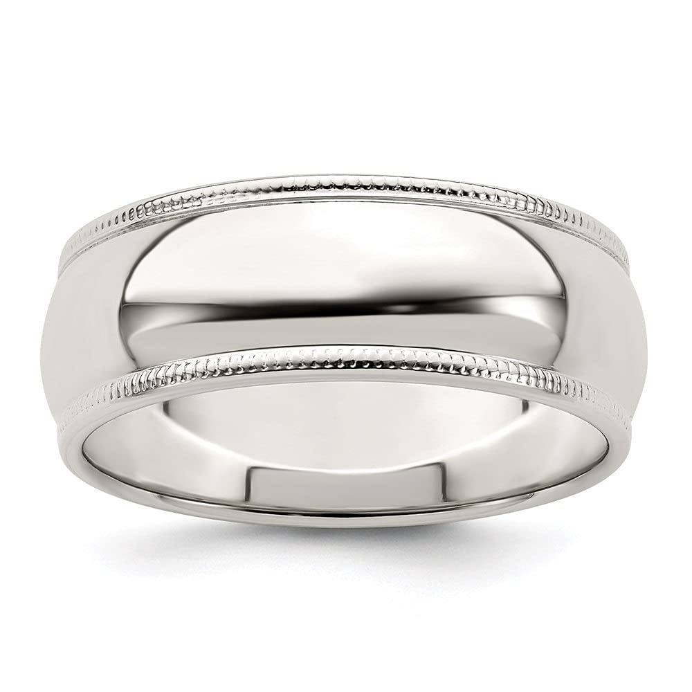 925 Sterling Silver 7mm Half Round Milgrain Wedding Band Ring for Women & Men - Elegant Promise Rings, Anniversary Bands & Bridal Jewelry - Perfect for Engagements, Weddings & Special Occasions