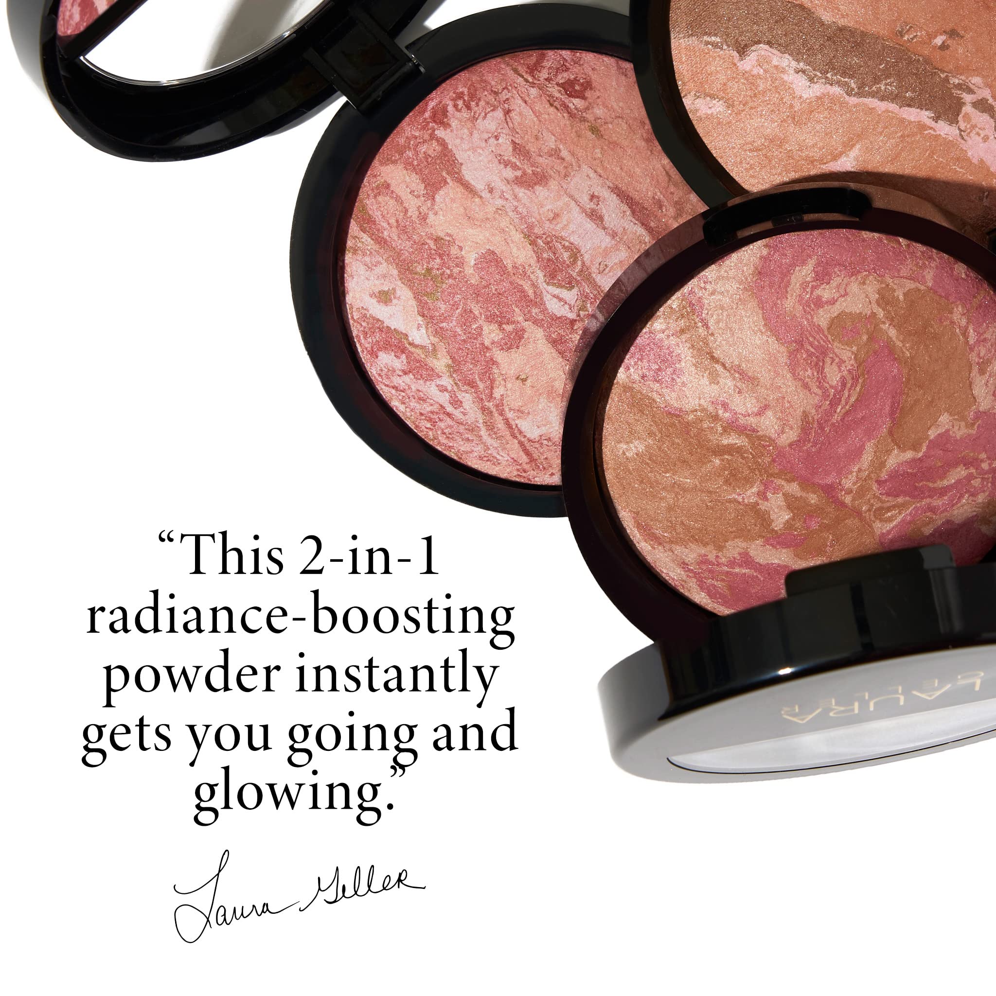 LAURA GELLER NEW YORK Baked Blush-n-Bronze Marbleized 2-in-1 Sculpting Bronzer & Blush - Rose Bronze - Contour & Highlight for Radiant Glow - Perfect for Everyday Makeup & Special Occasions