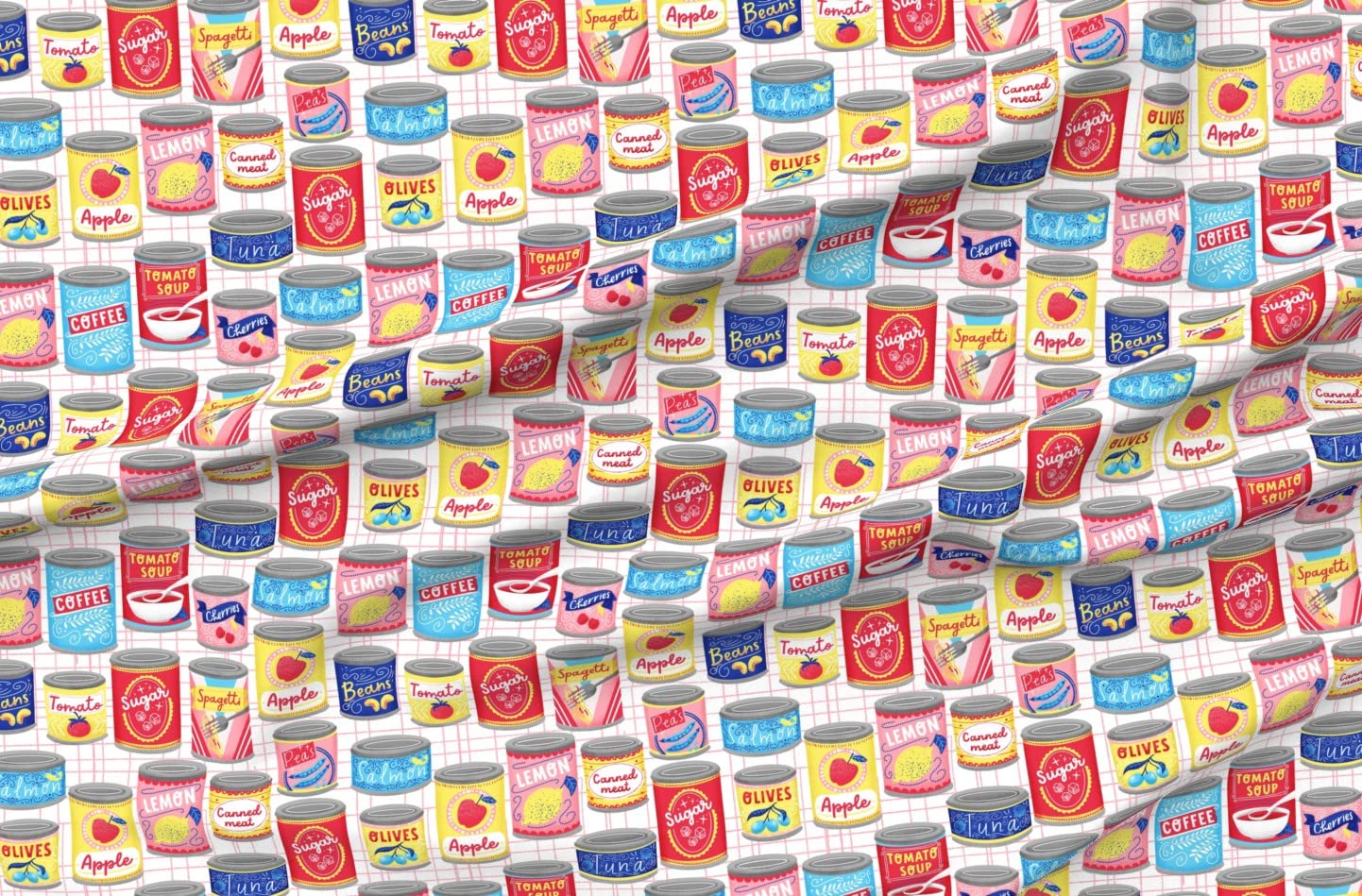 Retro Kitchen Vintage Food Canned Goods Print Minky Fabric by The Yard - Soft Plush Material for Sewing Baby Blankets, Quilt Backing & DIY Home Decor - Perfect for Nursery, Crafts and Cozy Throw Blankets