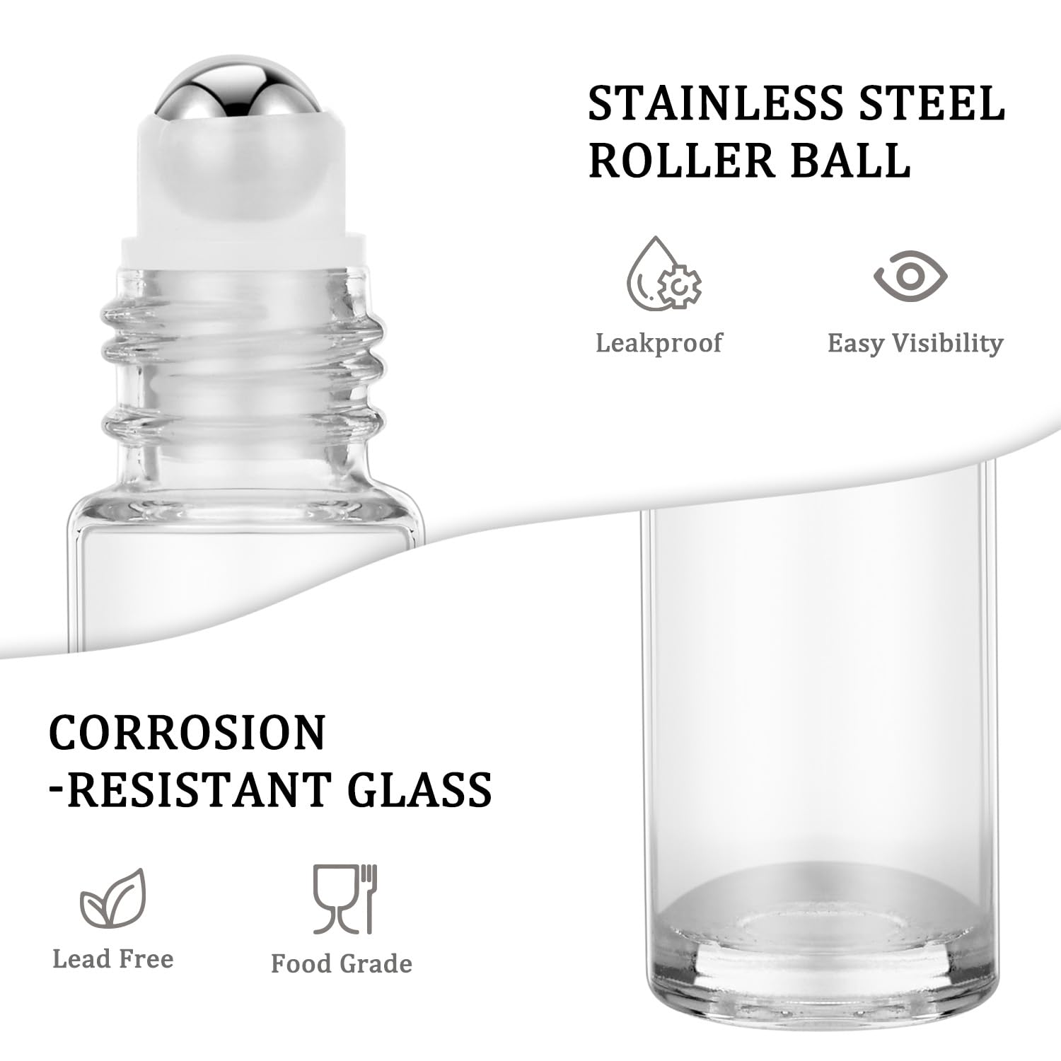 10ml Clear Glass Essential Oil Roller Bottles - Refillable Roll On Bottles with Gold Caps for Travel, 4 Pack Empty Rollerball Bottles for Essential Oils & Perfume - Perfect for DIY Aromatherapy, On-the-Go Use & Gift Packaging