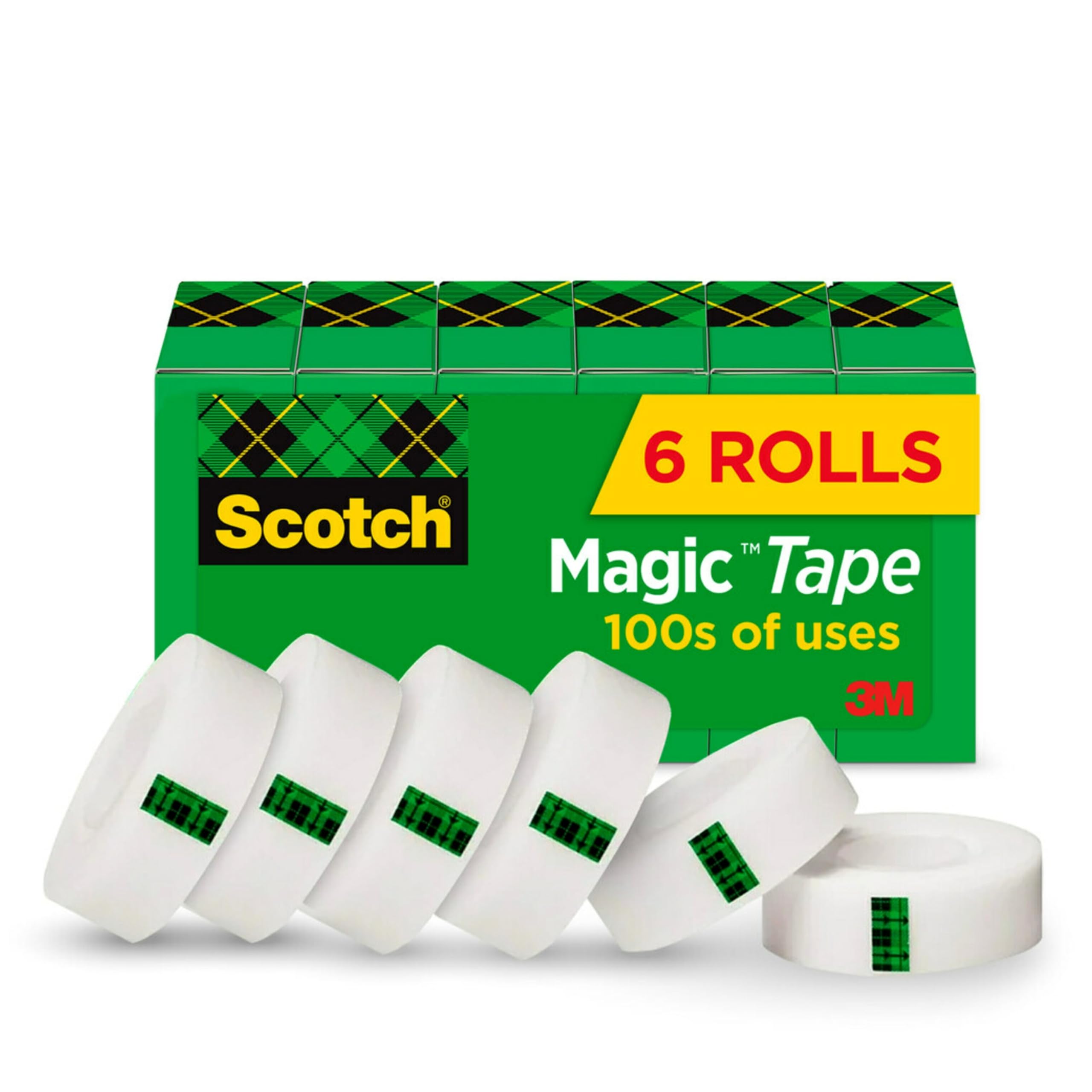 Scotch Magic Tape - 6 Rolls of Invisible Tape for Home Office, School & Classroom Supplies | Perfect for Sealing Envelopes, Gift Wrapping & Craft Projects