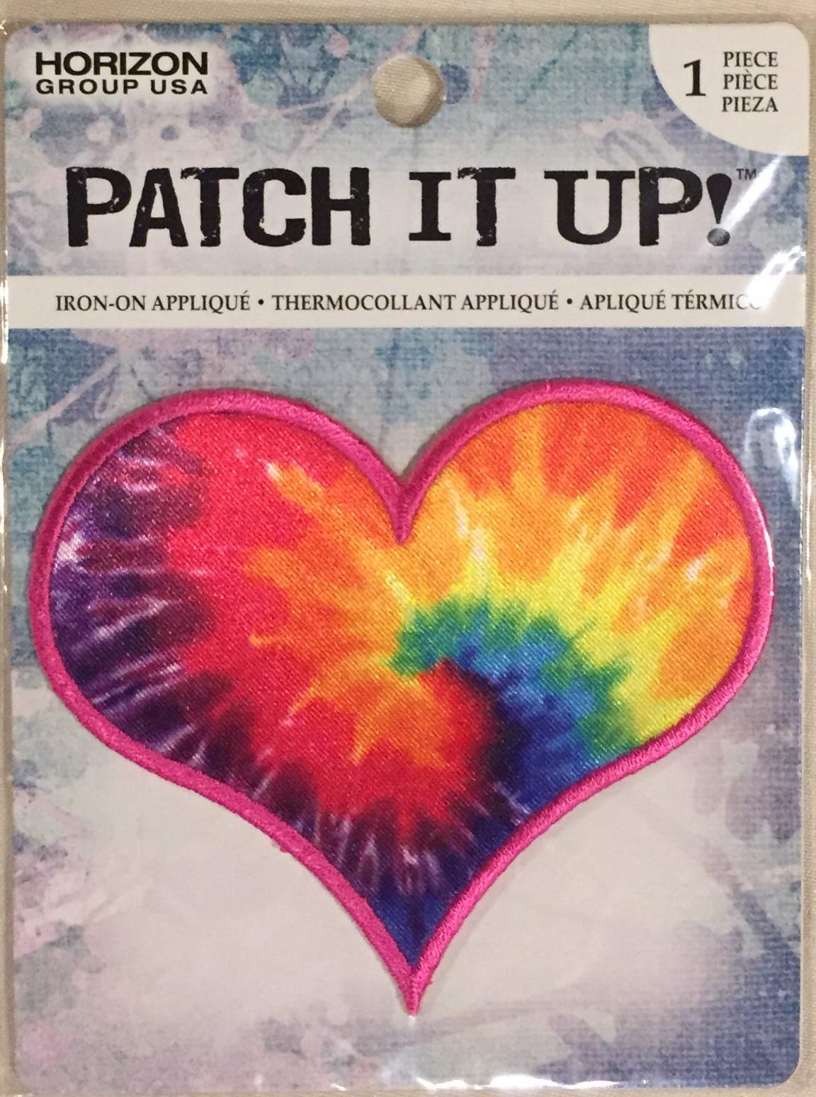 Patch It Up Iron-On Applique Tie-Dyed Heart - DIY Fabric Repair & Decoration for Jeans, Jackets & Bags - Perfect for Upcycling & Customizing Clothes