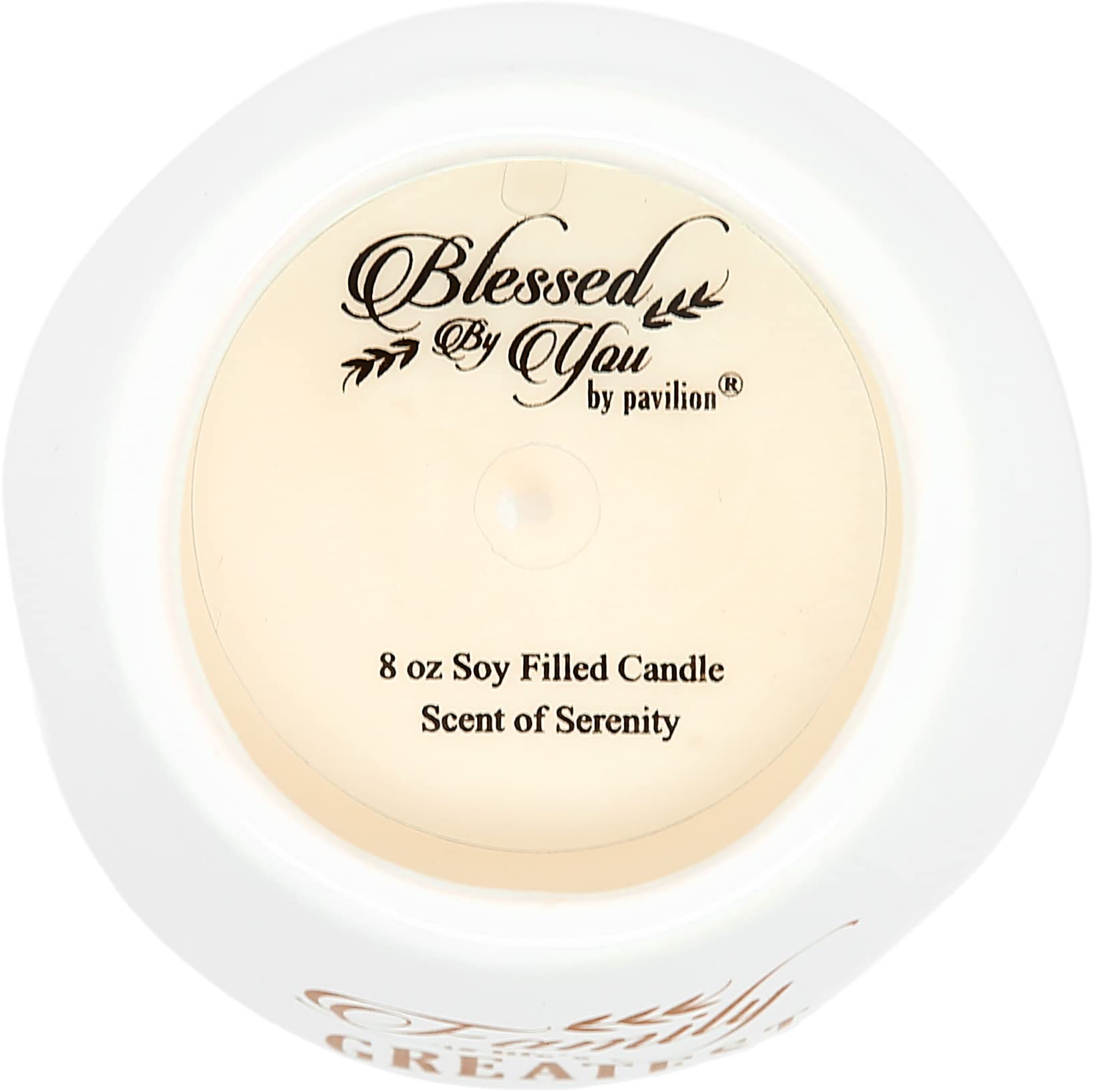 Pavilion Gift Company 8 Oz 100% Soy Wax Candle with Cotton Wick - 'Family is Life's Greatest Blessing' Scented Candle in Cream - Fresh Cotton Serenity Fragrance for Home Relaxation, Meditation & Gift Giving