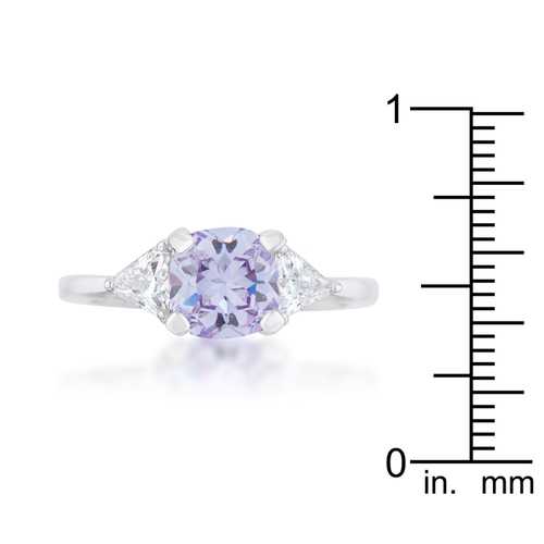 1.8ct Lavender Cubic Zirconia Rhodium Plated Cushion Cut Statement Ring for Women - Elegant Evening Wear & Special Occasion Jewelry Gift