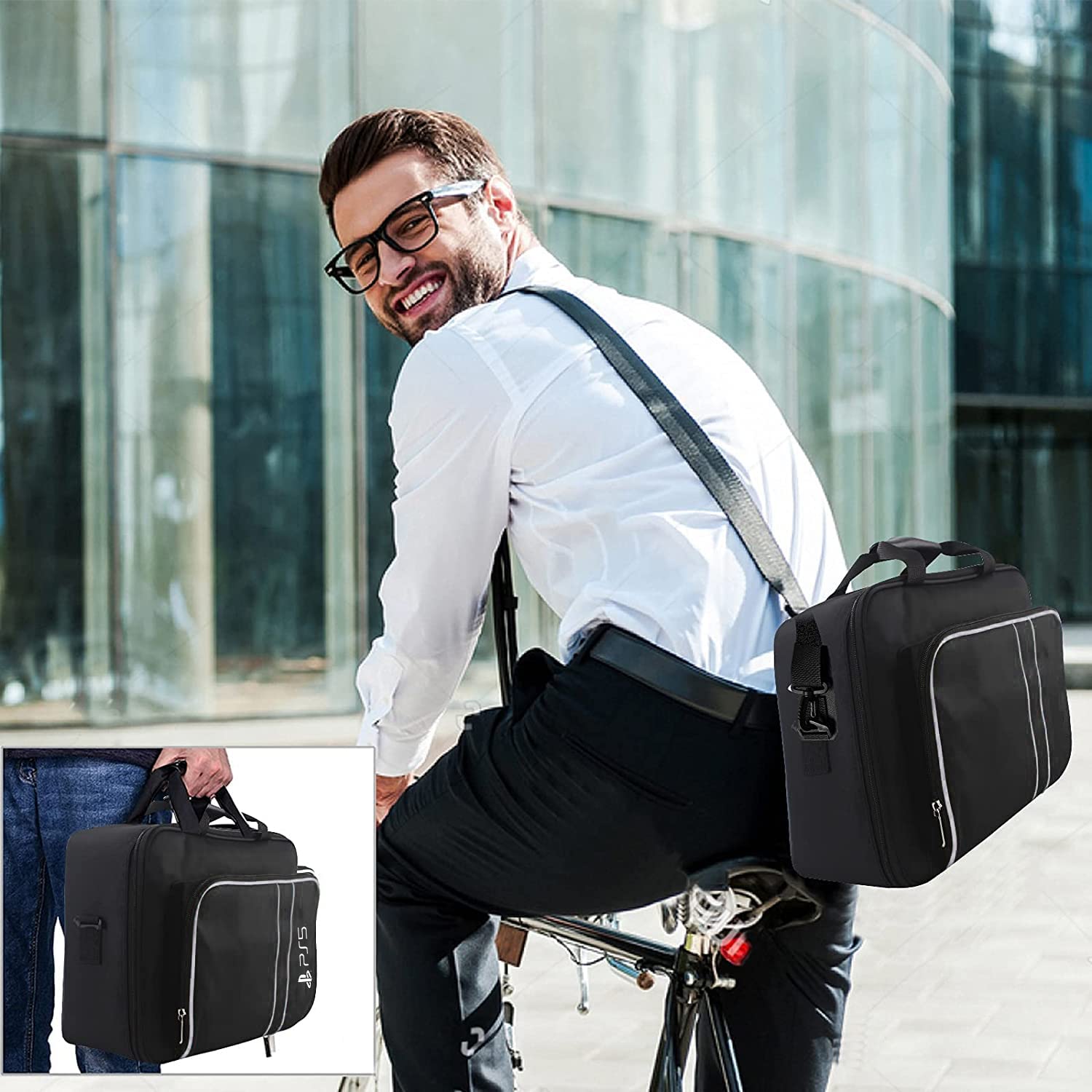 PS5 Storage Bag for PS5 & PS5 Digital Edition - Blue Nylon Protective Case - Perfect for Travel, Gaming Events & Console Protection