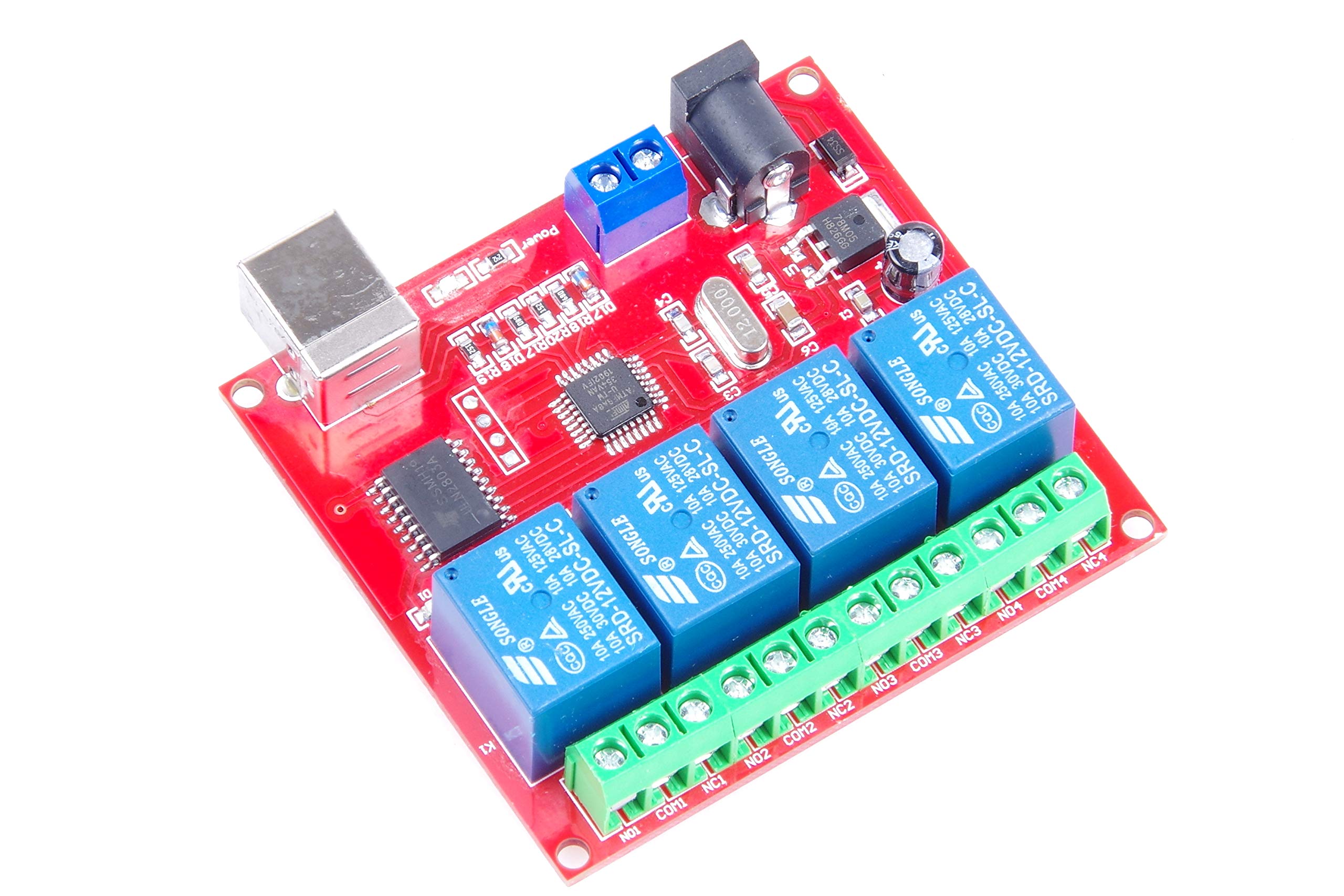 12V 4-Channel USB Relay Module - Plug & Play PC Smart Controller for Home Automation