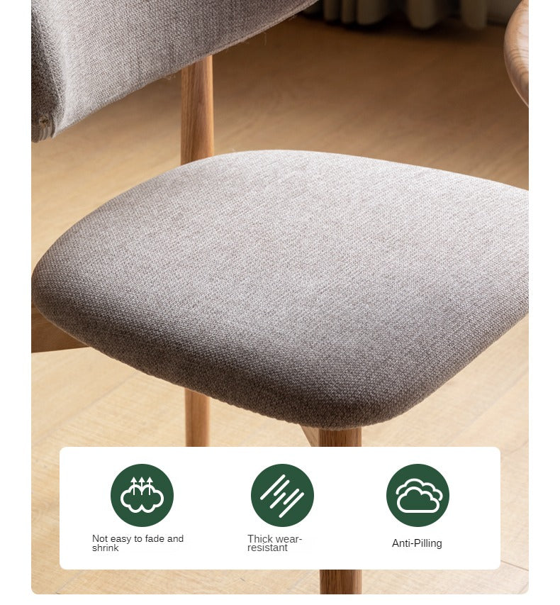 Solid Oak & Ash Wood Dining Chair with Lamb Velvet Cloud Cotton Upholstery - Comfortable Modern Farmhouse Style Seating for Kitchen, Dining Room & Breakfast Nook