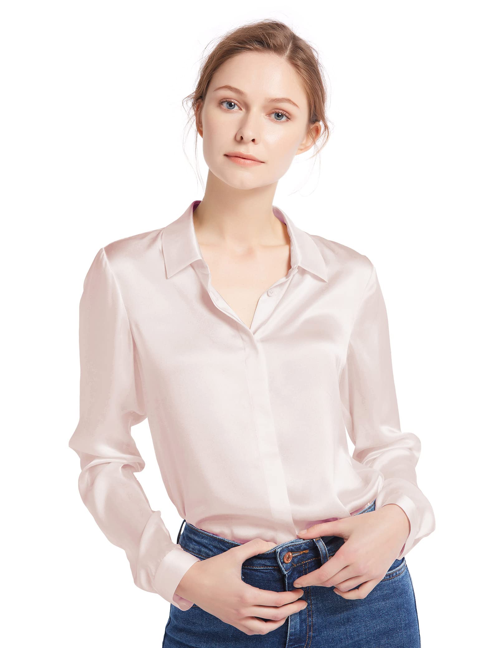 LilySilk 100% Pure Silk Blouse for Women - Long Sleeve Elegant Shirt, Soft & Smooth Luxury Top for Office, Party & Special Occasions