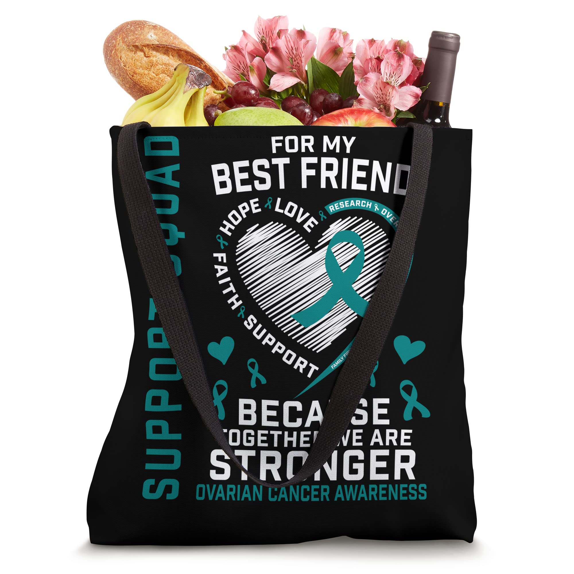 Teal Ovarian Cancer Awareness Tote Bag - Support Women's Health, Best Friend Gift, Reusable Shopping Bag for Daily Use & Charity Events