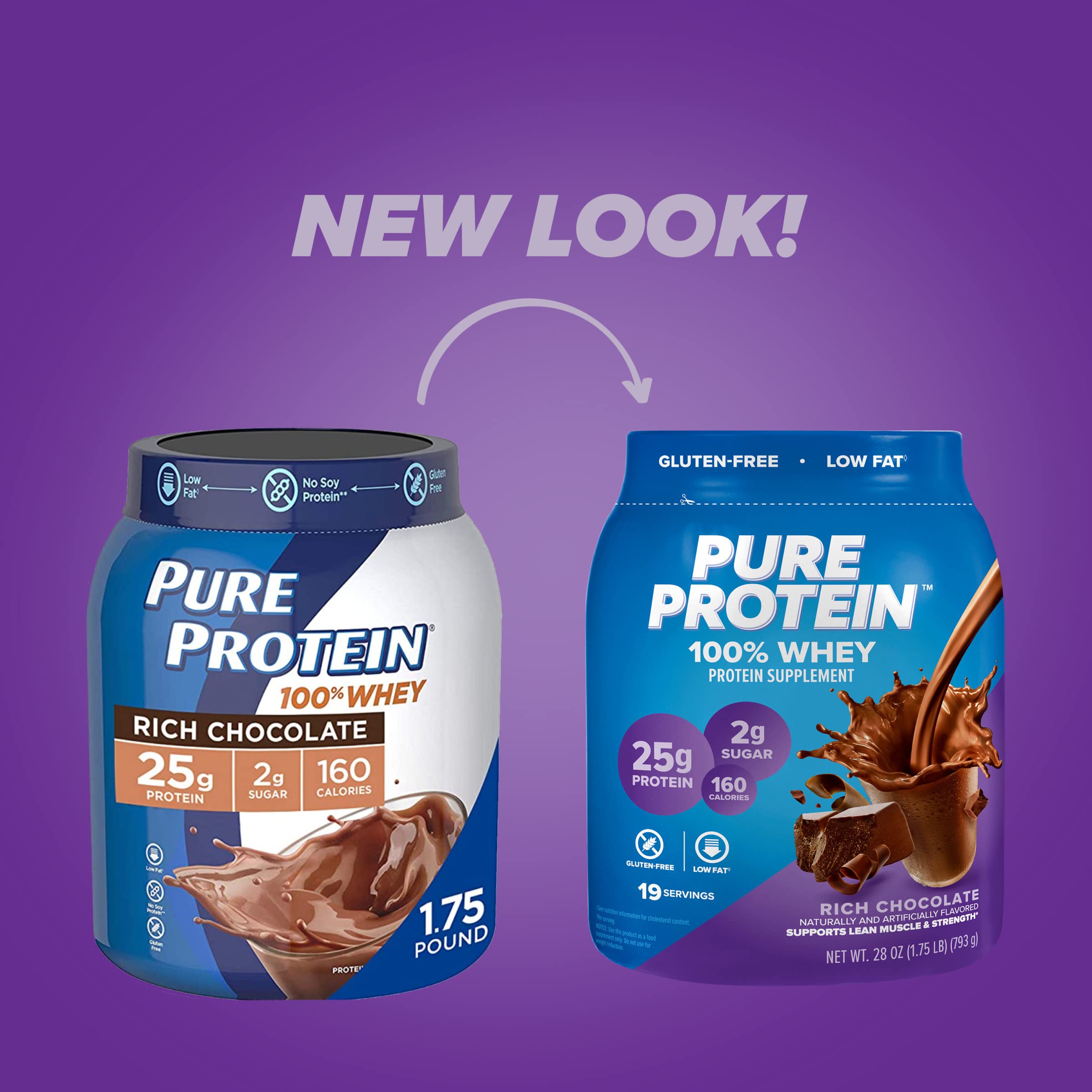 Pure Protein 100% Whey Protein Powder - Rich Chocolate Flavor, 25g Protein per Serving, 1.75lb (28 Servings) for Muscle Recovery & Post-Workout Nutrition - Ideal for Gym, Fitness & Bodybuilding