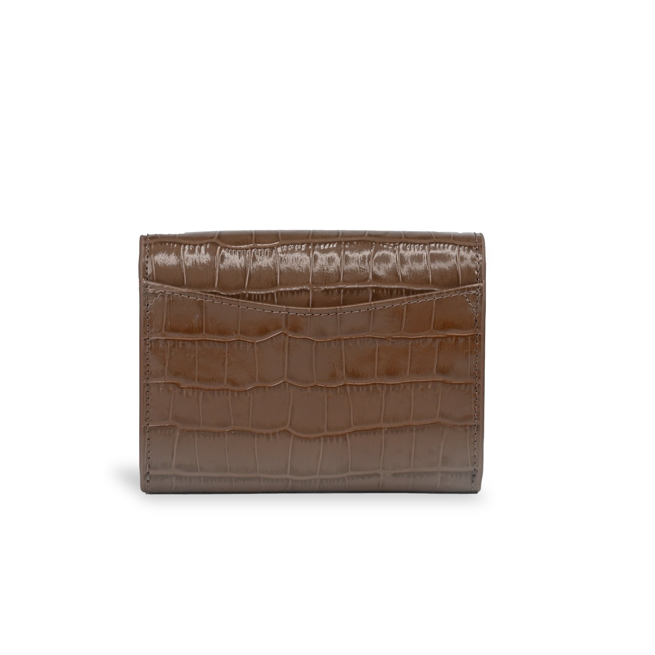 Haven Compact Wallet for Men & Women - Slim RFID Blocking Leather Wallet with Cocoa Crocodile Embossing | Perfect for Travel, Everyday Carry & Minimalist Lifestyle