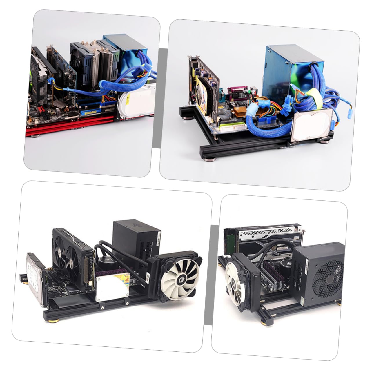 Hemobllo DIY Open Air Motherboard Case - ATX Computer Chassis with GPU Bracket for PC Builds, Mining Rigs & Gaming Setups - Perfect for Custom PC, Cryptocurrency Mining, and Tech Enthusiasts
