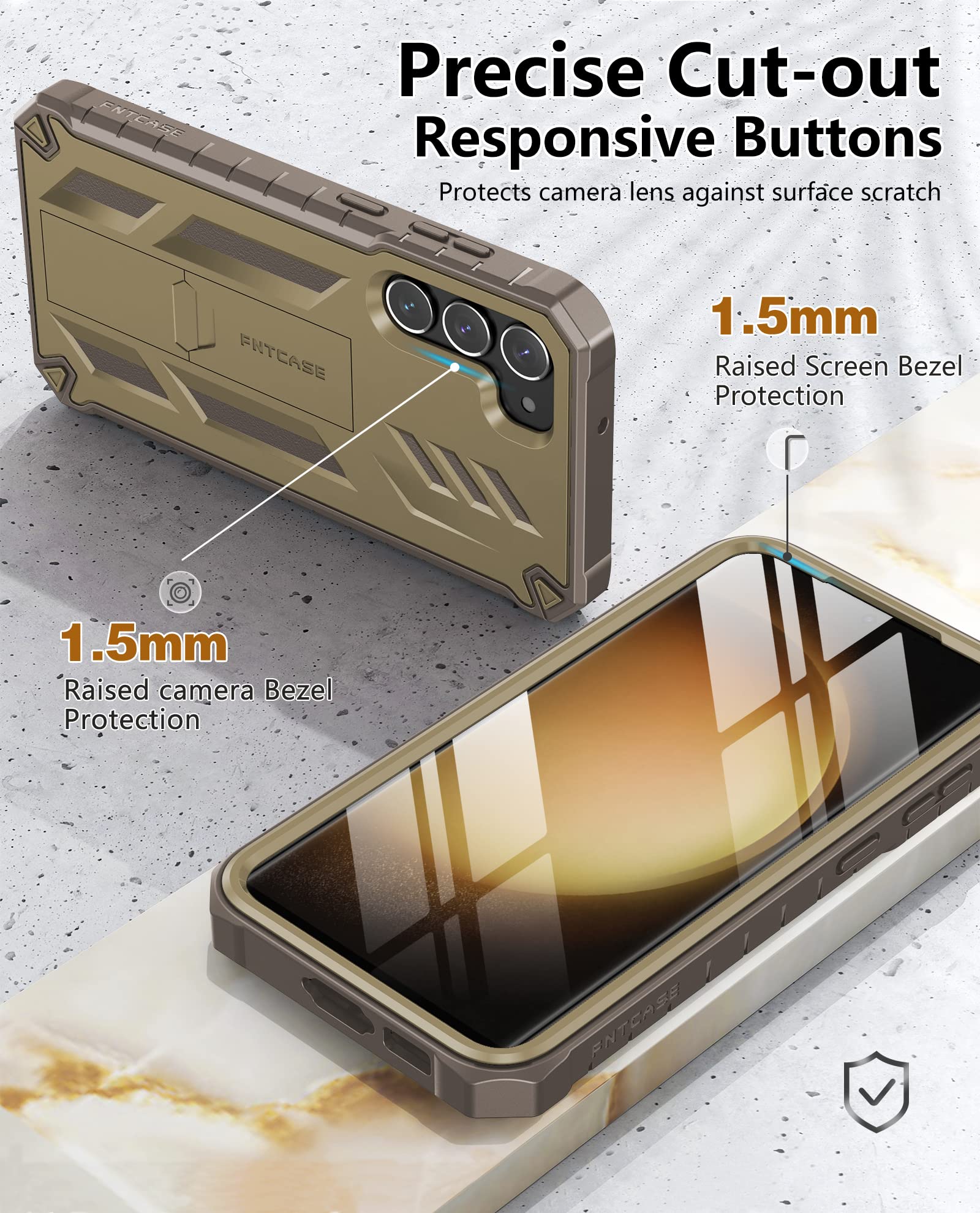 FNTCASE for Samsung Galaxy S23 Case - Military Grade Shockproof Protective Cover with Built-in Screen Protector & Kickstand | Dual Layer Rugged Design, Drop Proof Full Protection for 6.1