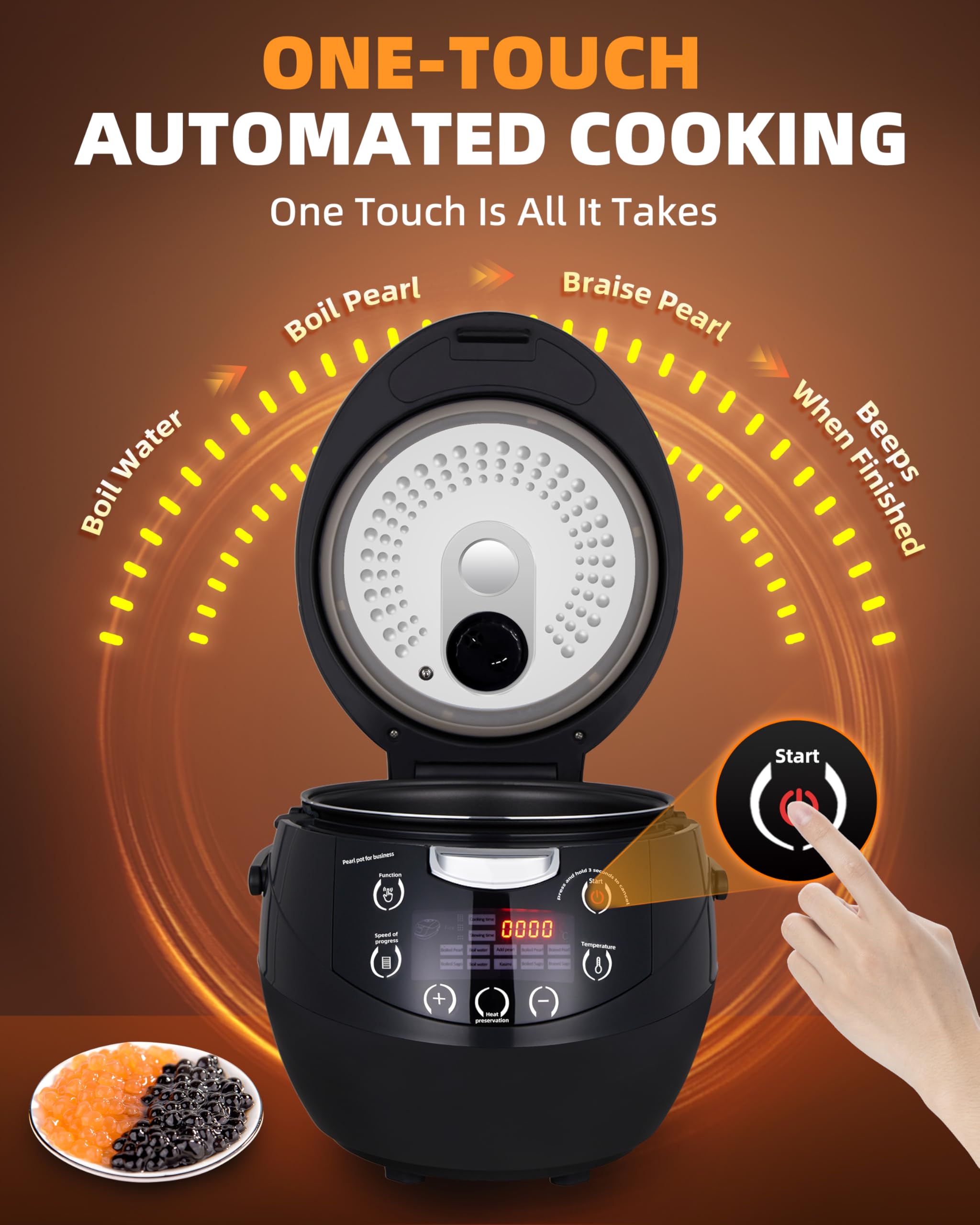 Commercial Boba Cooker Machine - 5.5L Automatic Tapioca Pearl Maker for Bubble Tea, Milk Tea, Dessert Shops, Restaurants & Bars | Perfect for High-Volume Boba Production in Tea Stores, Cafes and Lounge Bars