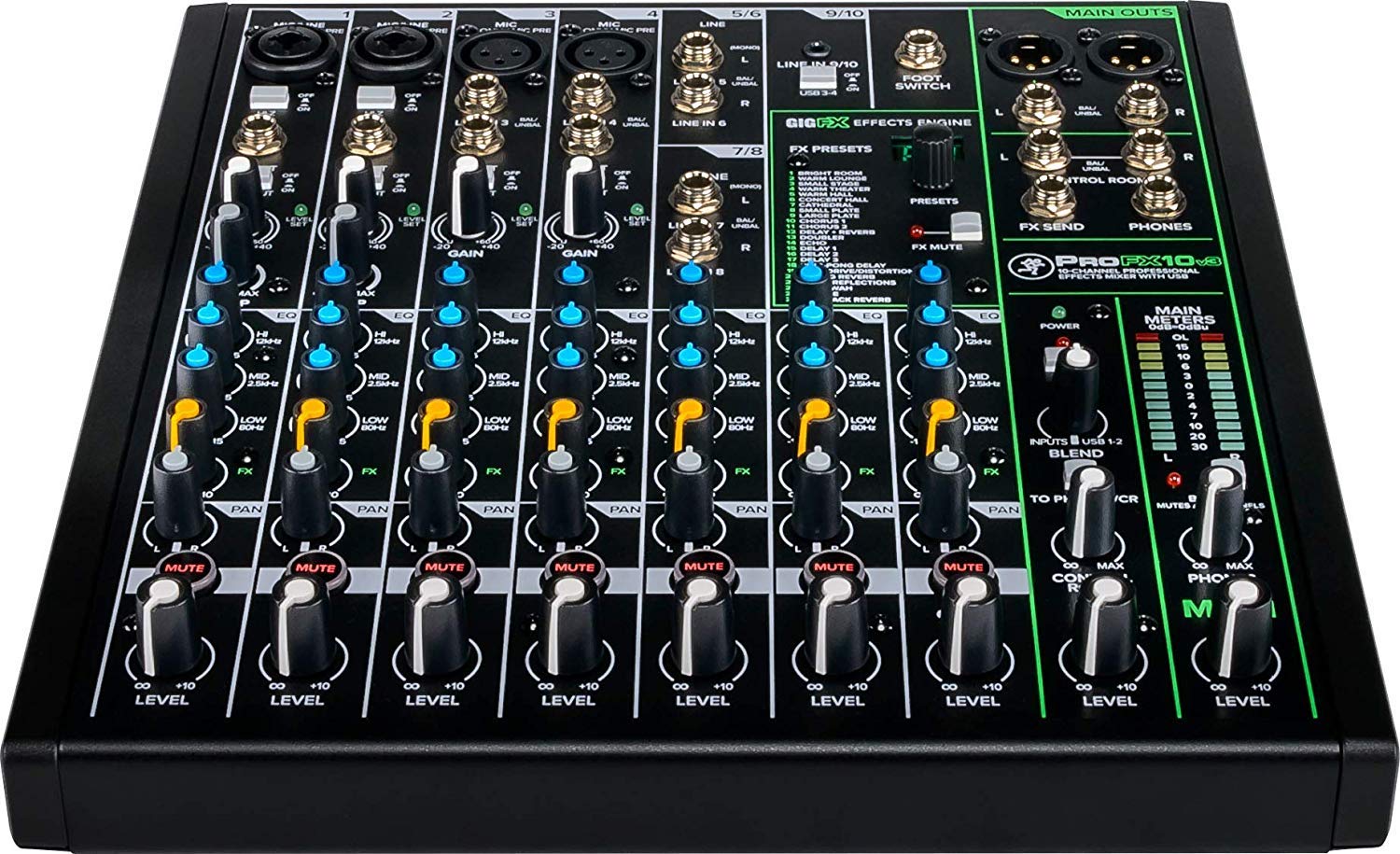 Mackie ProFX10v3 10-Channel Professional Audio Mixer with USB, Built-In Effects, TH02 Headphones, EMB XLR Cables & Gravity Magnet Phone Holder - Perfect for Live Performances, Podcasting & Home Studio Recording
