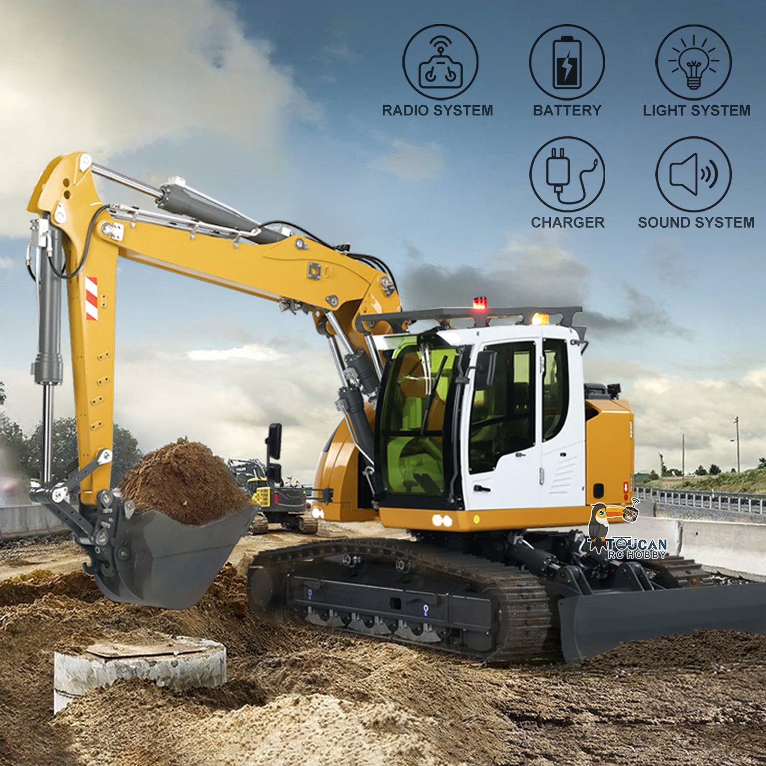 1/14 Scale RC Hydraulic Excavator Toy - 5-Way Valve Remote Control Construction Vehicle with RTR Electric Digger (LR 914 Model) | Fast Free Shipping | Perfect for Kids Play, Construction Enthusiasts & Collectors