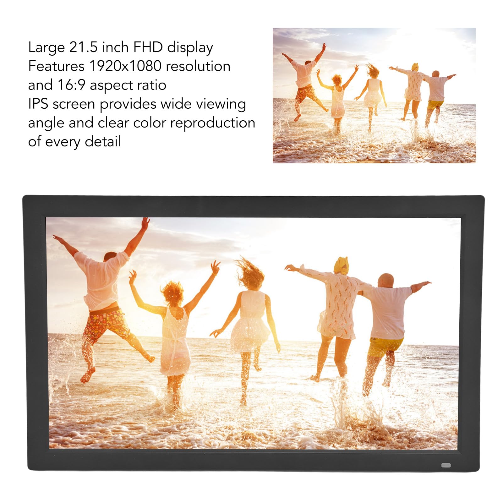 32GB Digital Picture Frame, 21.5 Inch Large HD Digital Photo Frame with 1920x1080 FHD Display & Remote Control - Electronic Picture Frame for Home Decor, Gift, Office, Wedding, Christmas (UK Plug) - Perfect for Displaying Family Photos and Digital Art