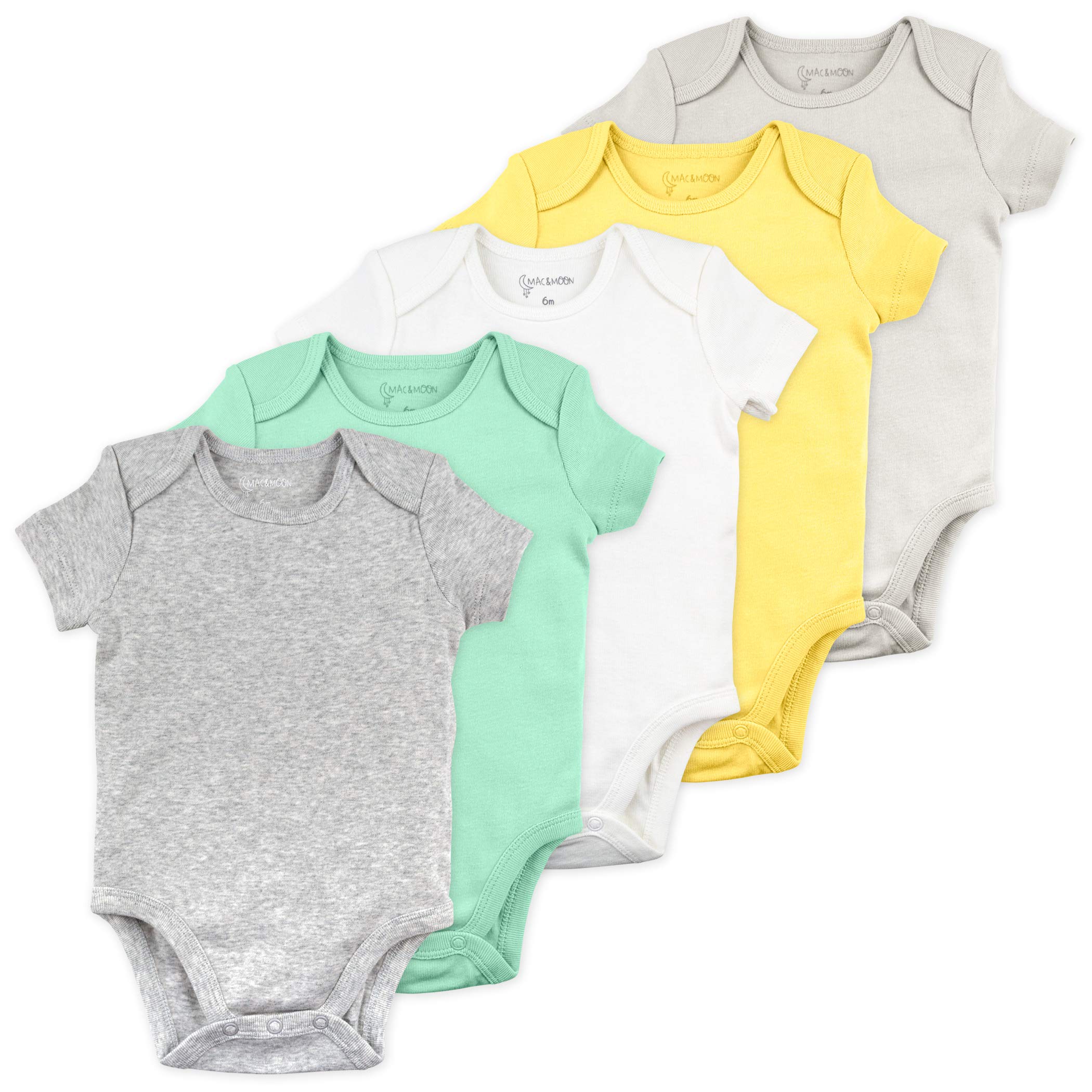 Mac & Moon Organic Cotton 2-Pack Baby Bodysuits - Furry Friends Animal Print - Soft & Breathable for Newborns & Infants - Perfect for Playtime, Daycare & Photo Shoots