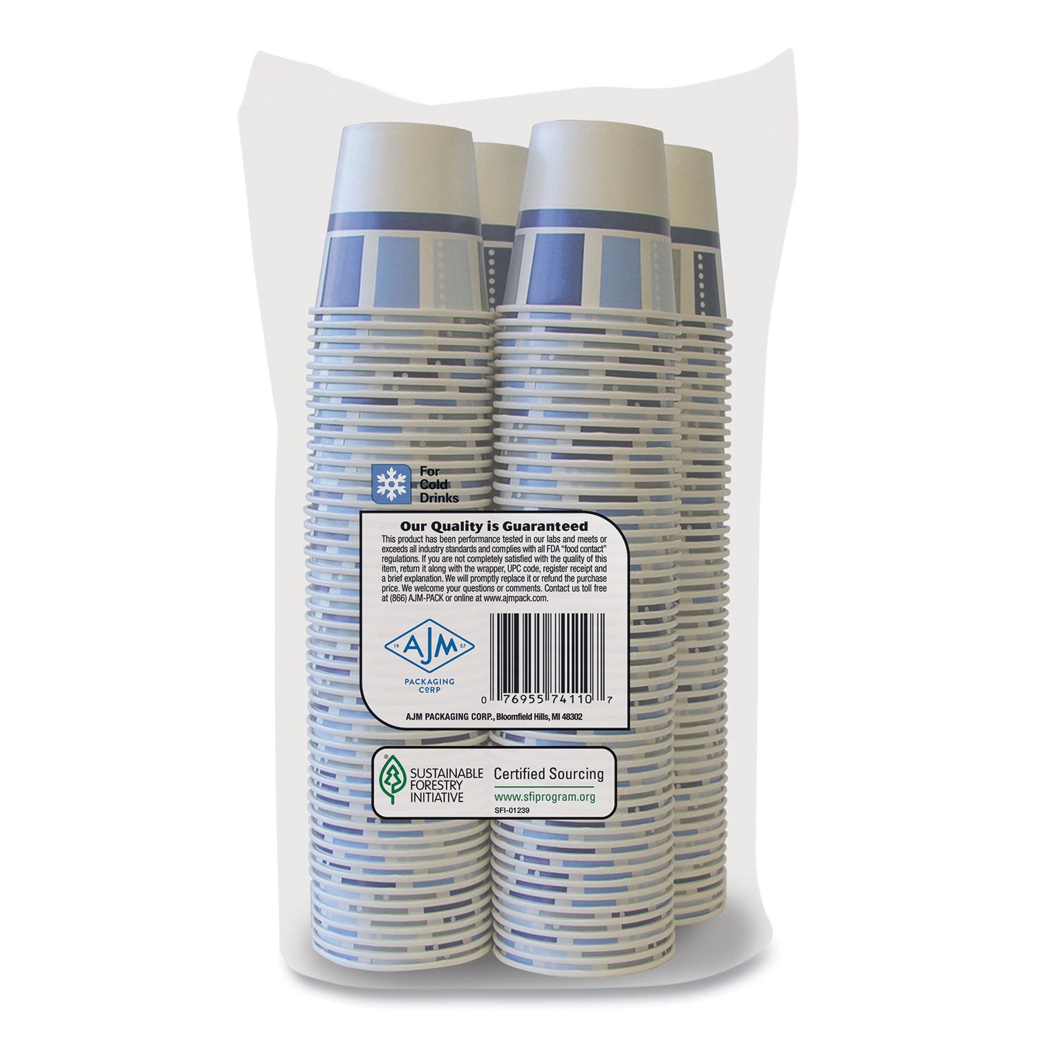 AJM Packaging Heavy Duty 3 oz Paper Cold Cups - Modernware Design, 2400 Count Bulk Pack - Perfect for Coffee Shops, Restaurants & Catering Events
