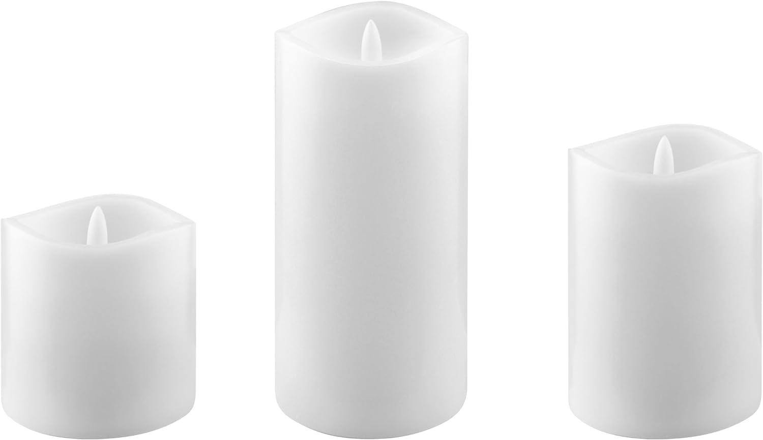 Stonebriar 3-Pack White Real Wax Flameless LED Pillar Candles with Remote & Timer - Battery Operated Decorative Candles for Home Decor, Weddings, and Romantic Dinners