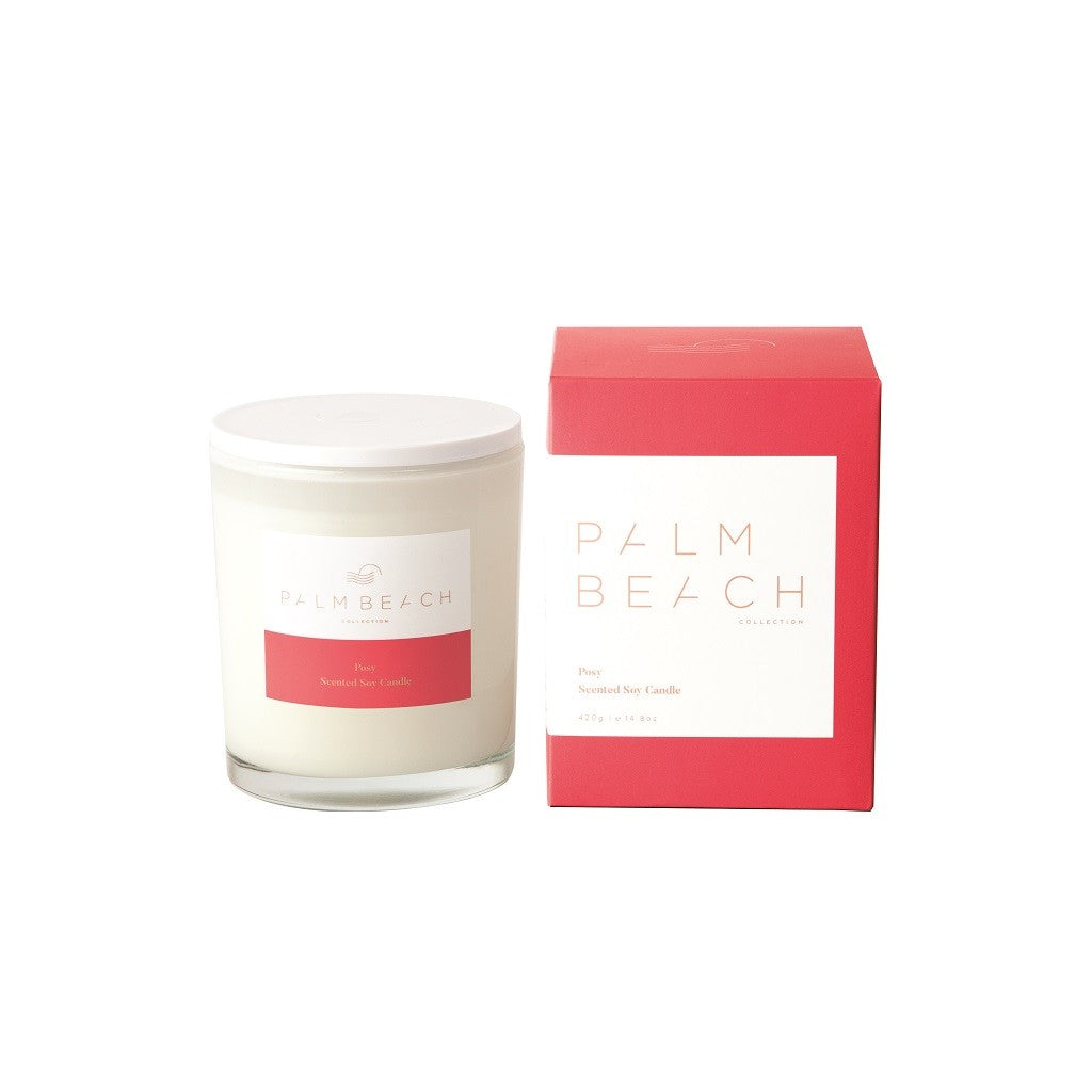 Palm Beach Scented Candle 14.8oz (420g) - Fresh Posy Floral Aroma for Home Decor, Relaxation & Romantic Ambiance