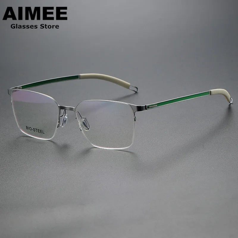 Aimee Women's Semi Rimless Square Titanium Eyeglasses Frame 942554 - Lightweight & Durable Glasses for Work, Reading & Fashion