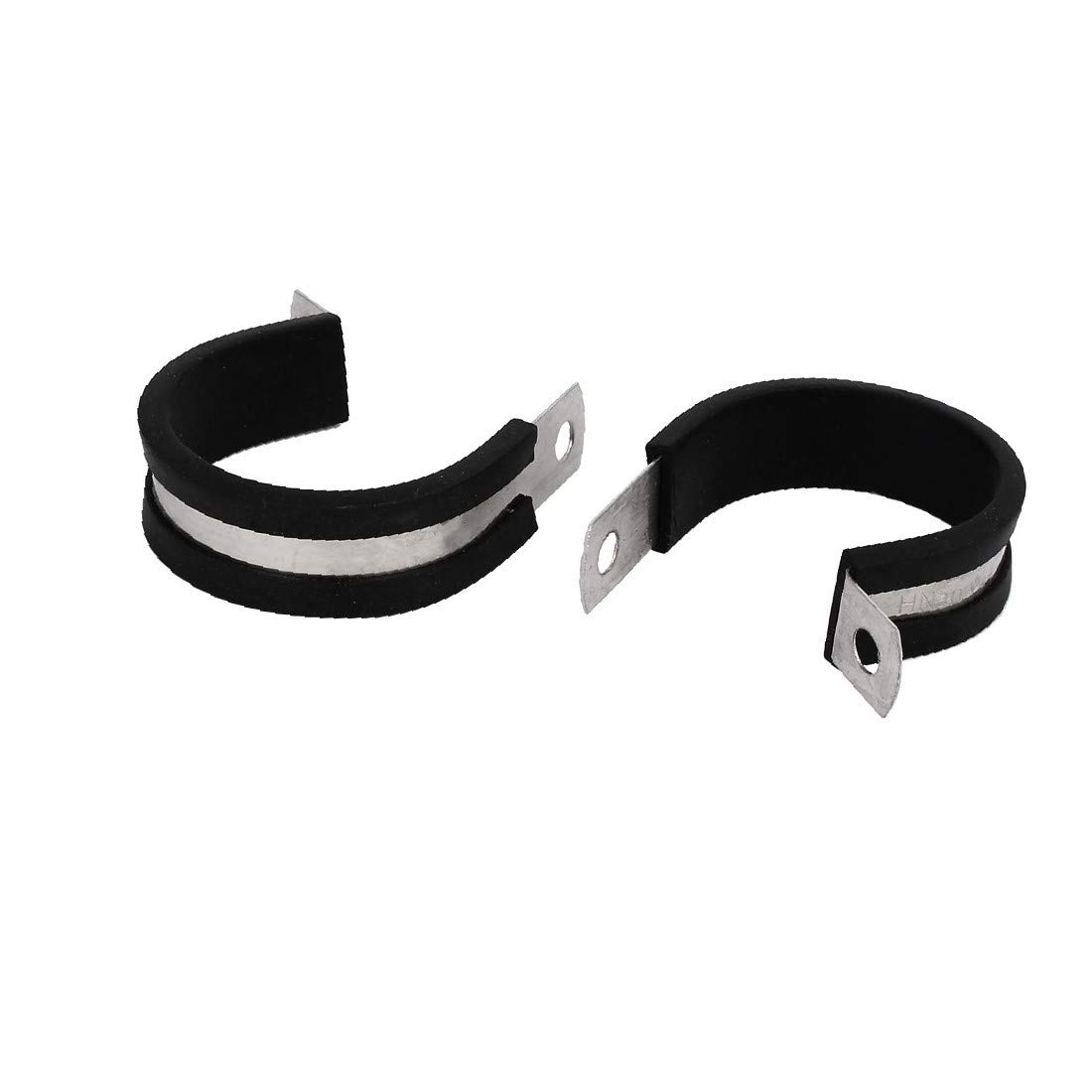 X-DREE 34mm EPDM Rubber Lined P Clips - Heavy Duty Cable Hose Pipe Clamps Holder (2 Pack) - Perfect for Automotive Wiring, Marine Applications & Industrial Pipe Management