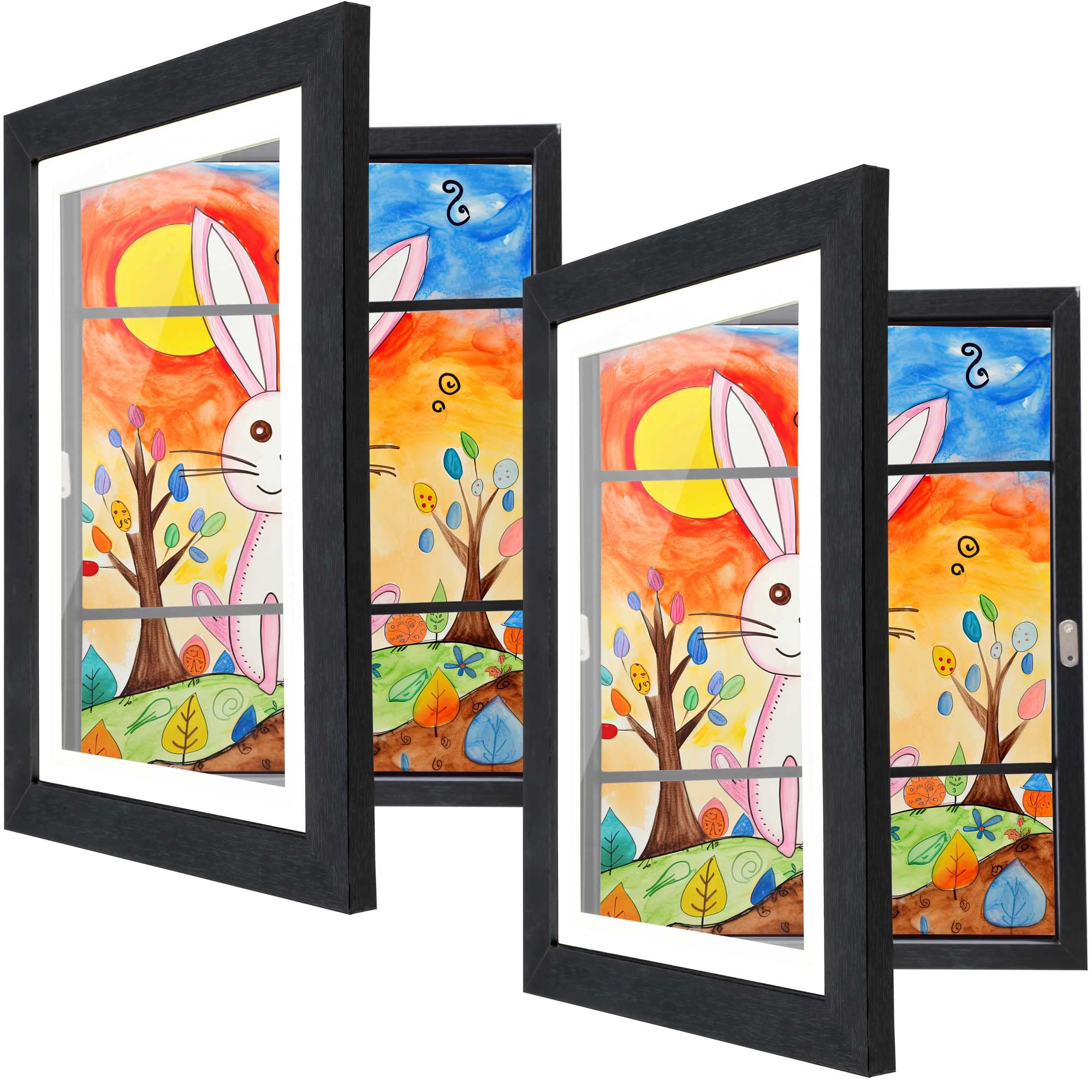 2-Pack Kids Art Frames 8.5x11 - Front Opening Changeable Display for Home & Classroom Decor